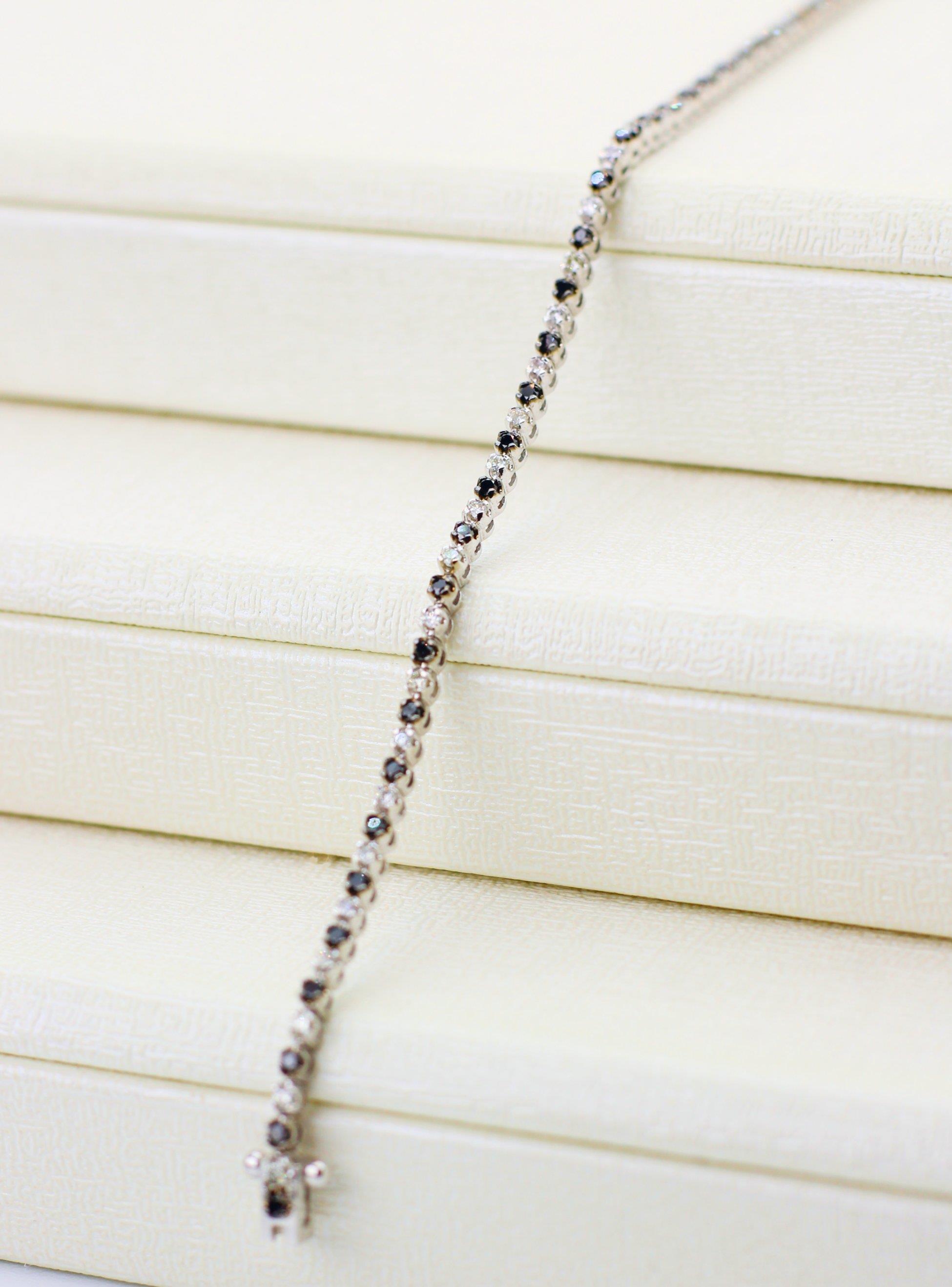  Black and White Diamond Bracelet 14 Carat