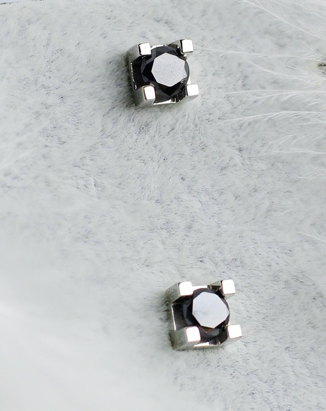 Black Diamond Solitaire Earring 14 Carat