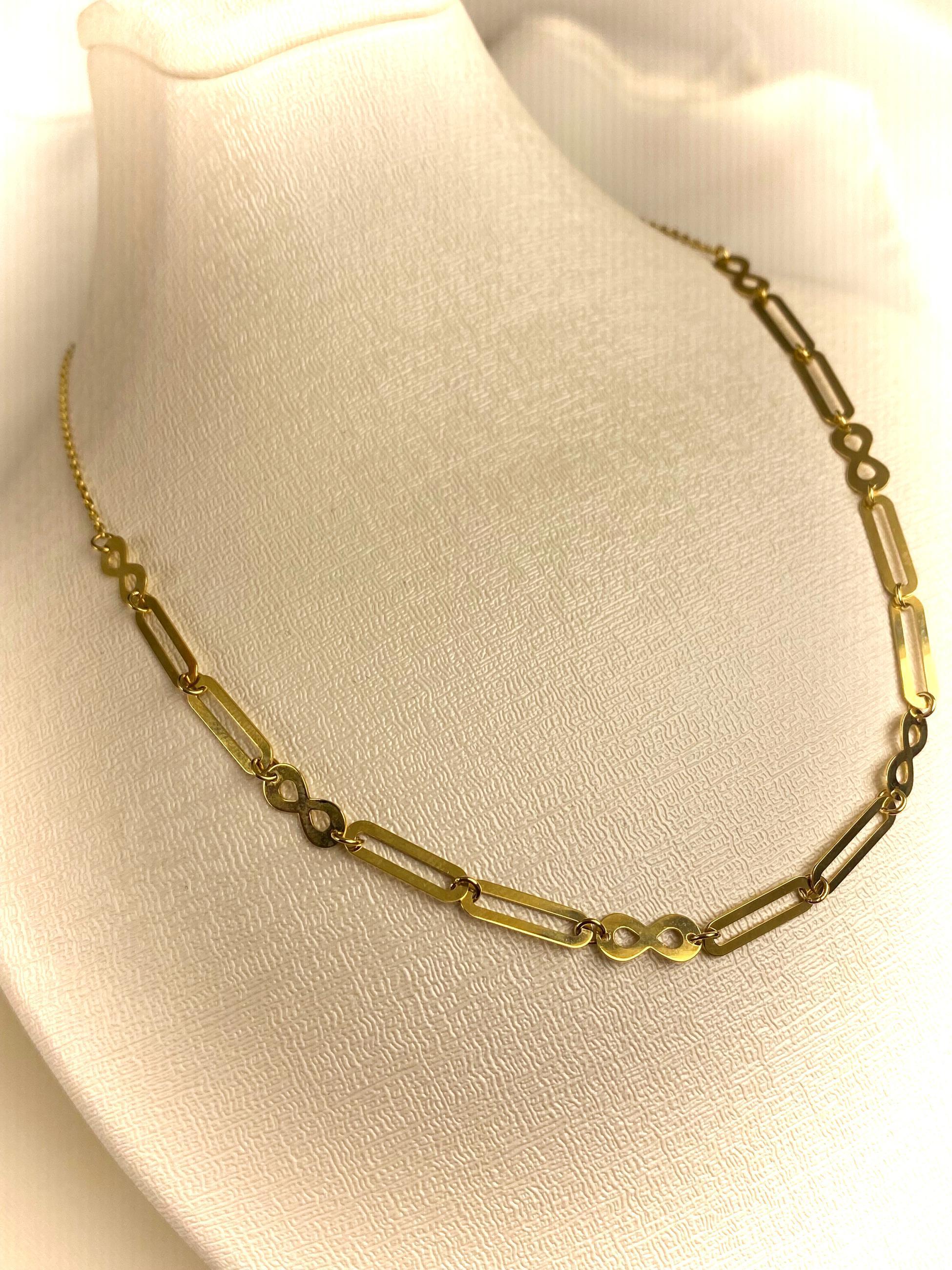 Halskette mit Unendlichkeitsmuster, 14 Karat