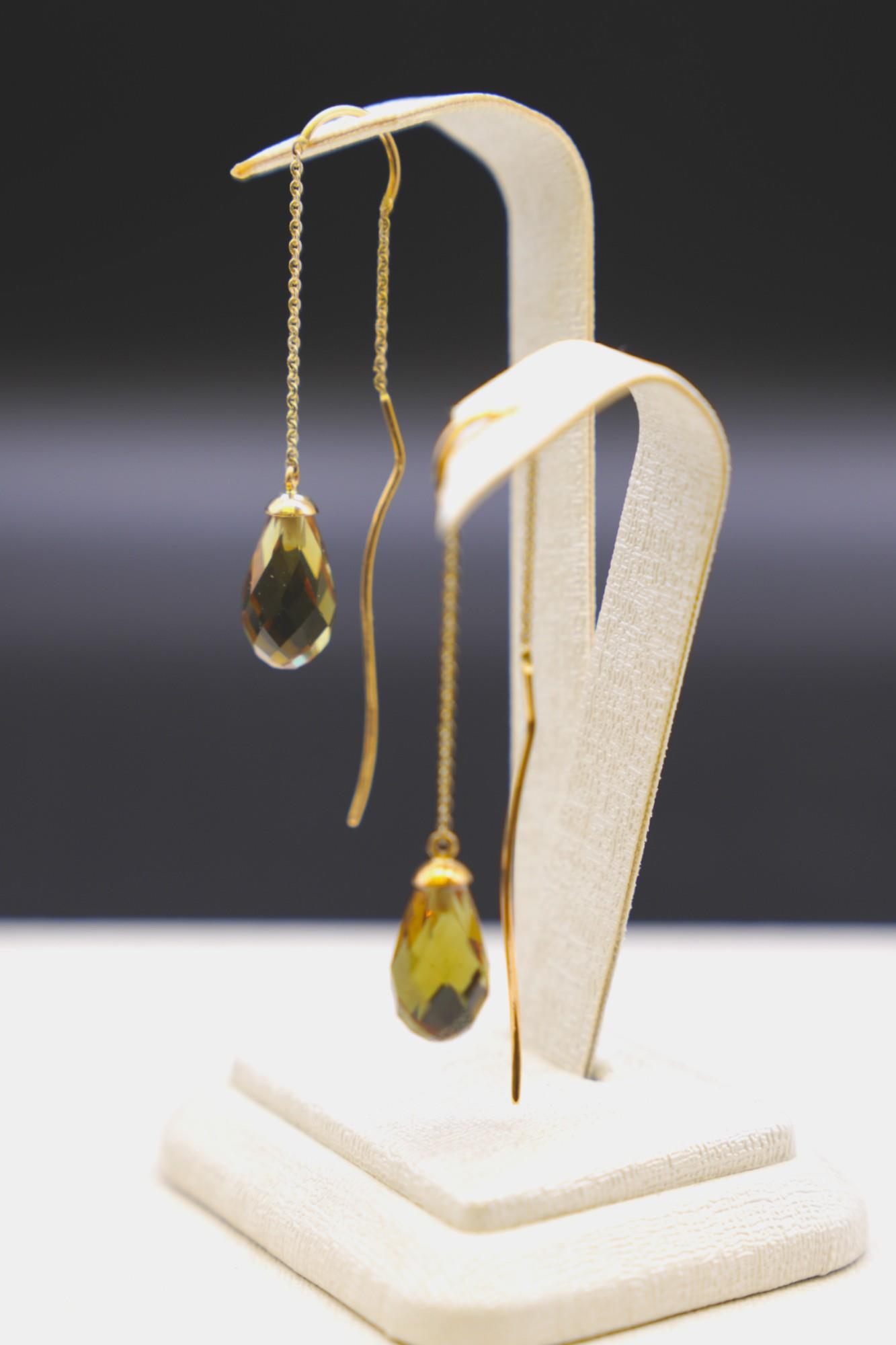 Sultanit Taşlı Drop Küpe 14 Ayar