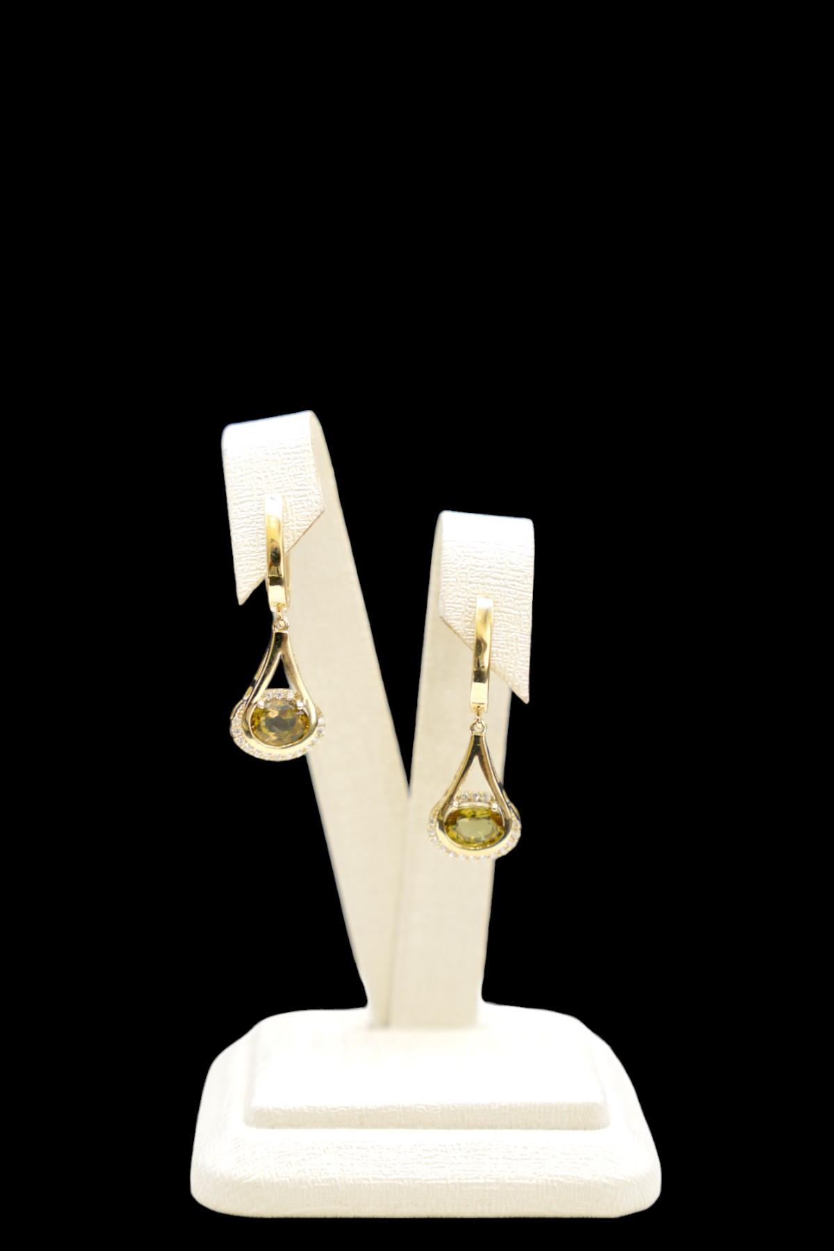 Sultanit Taşlı Küpe 14 Ayar