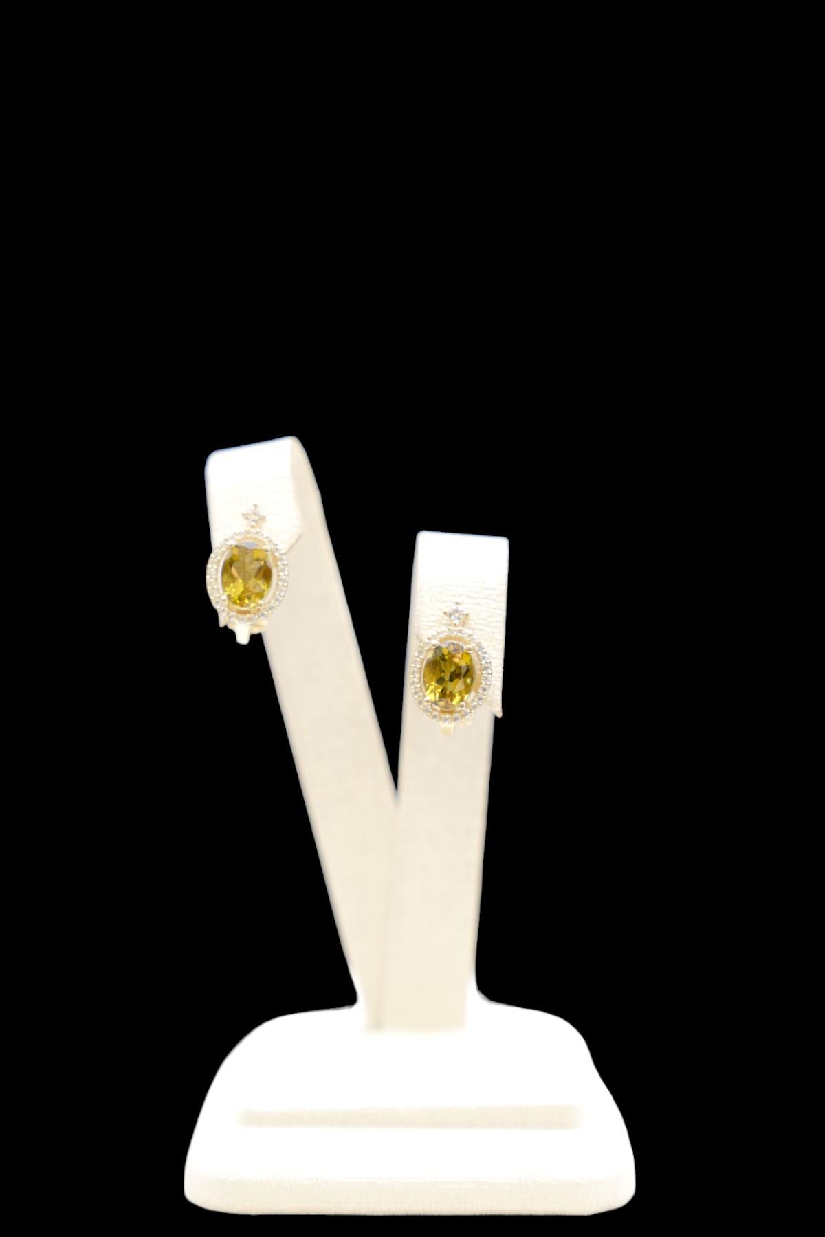 Sultanit Taşlı Küpe 14 Ayar