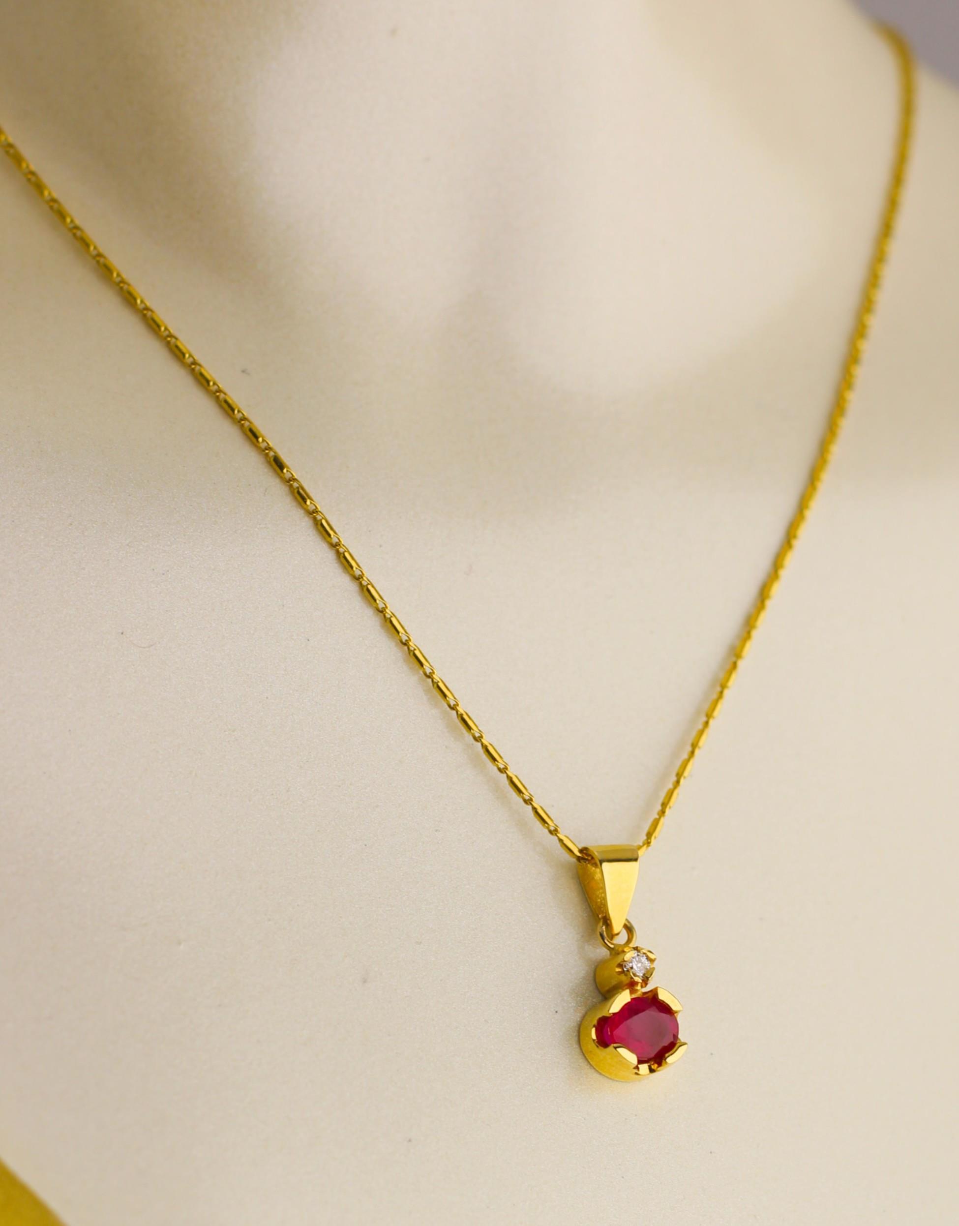 Rubinstein-Diamant-Halskette 14 Karat