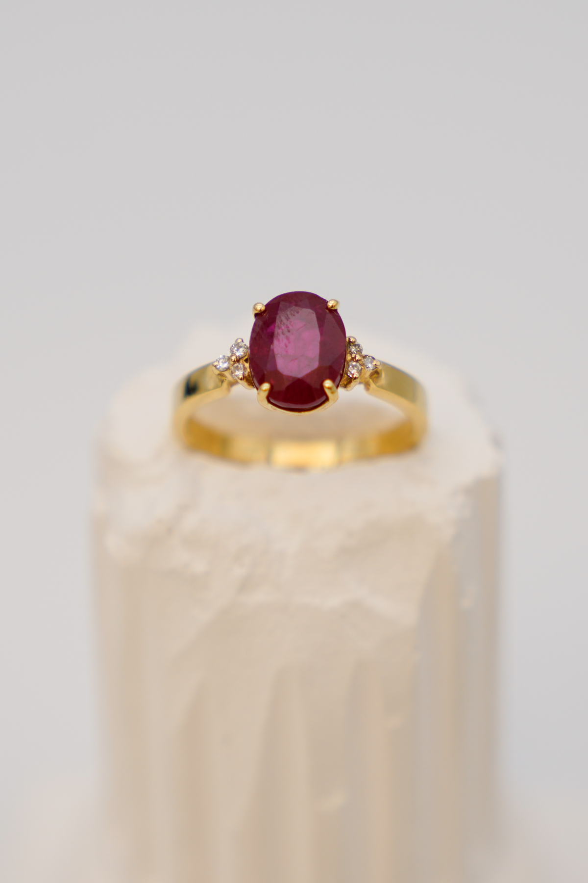 Ruby Stone and Diamond Ring 14 Carat