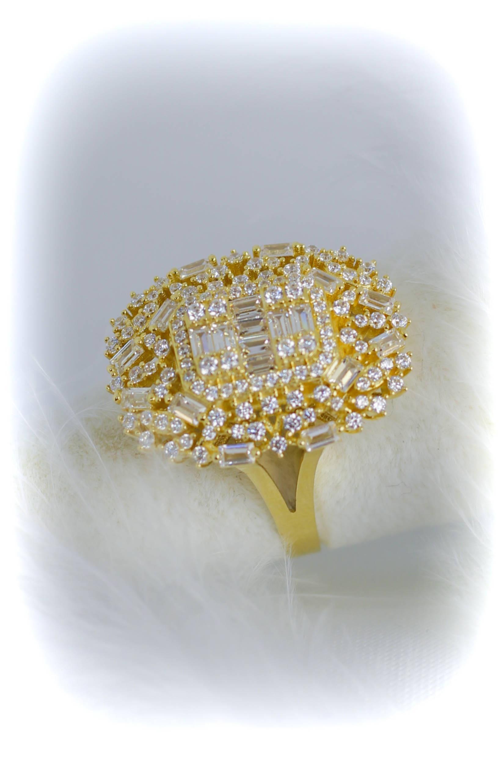 Baguette Ring with Zircon Stone 14 Carat