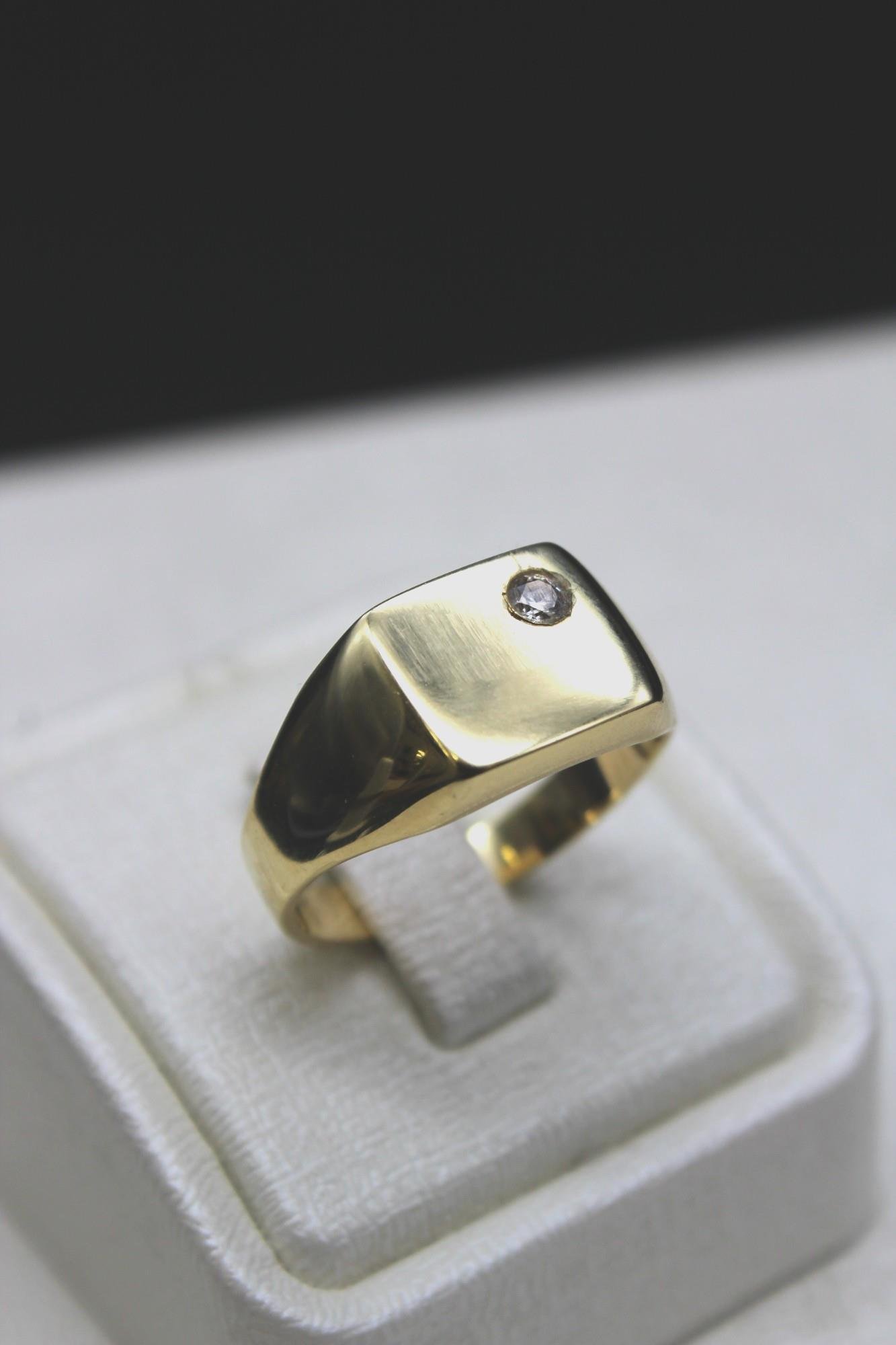 Zirkon Taşlı Klasik Erkek Yüzük 14 Ayar