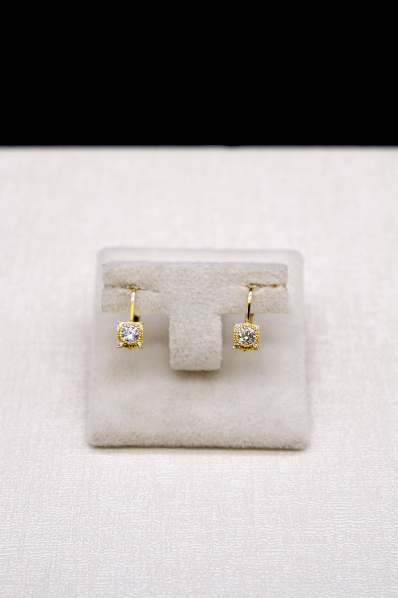 Zirkon Taşlı Küpe 14 Ayar