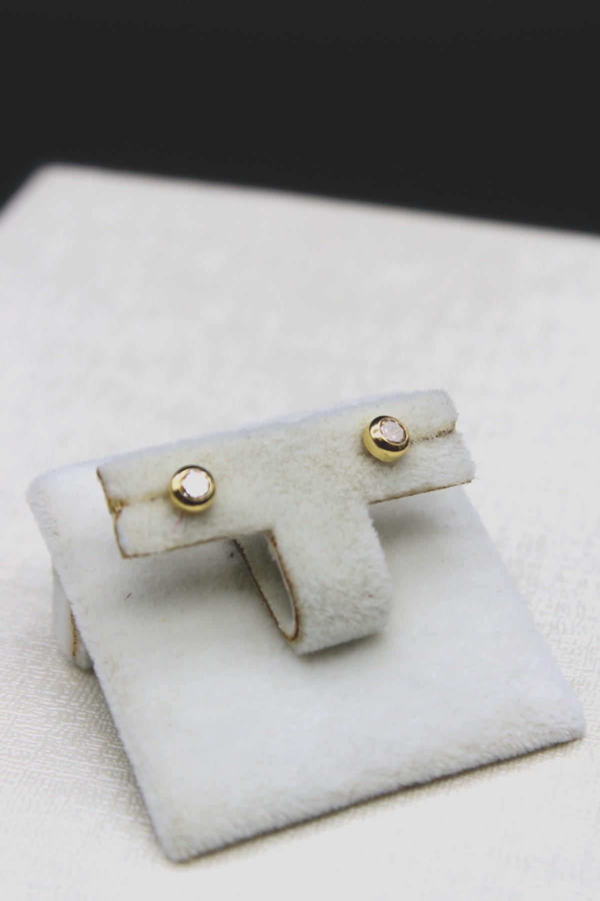 Zirkon Taşlı Tohum Küpe 14 Ayar