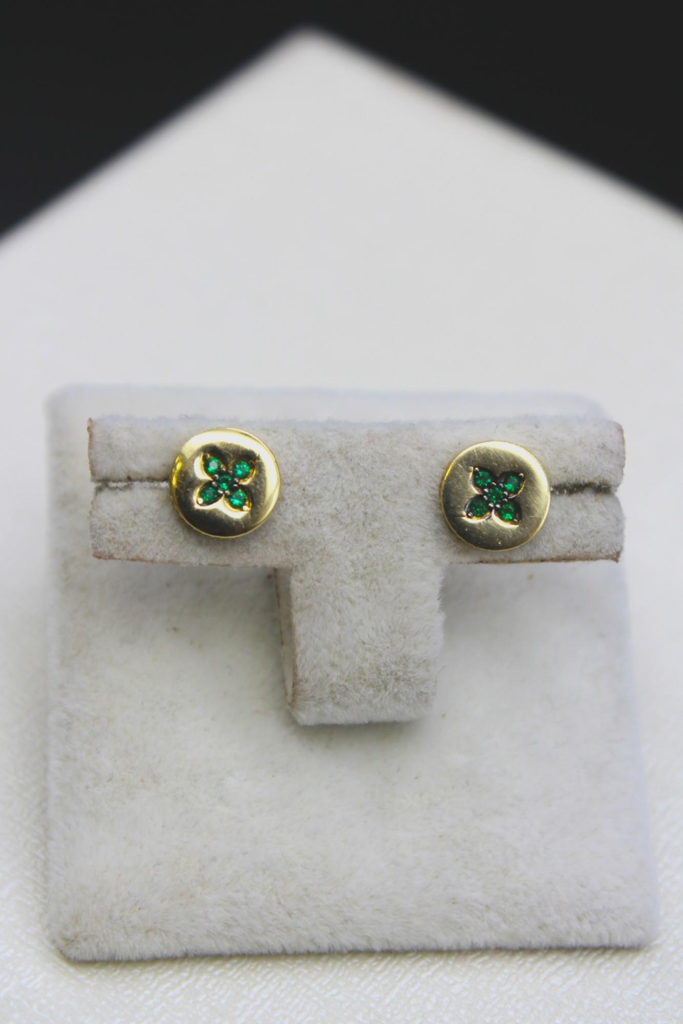 Zirkon Taşlı Vancleff Küpe 14 Ayar