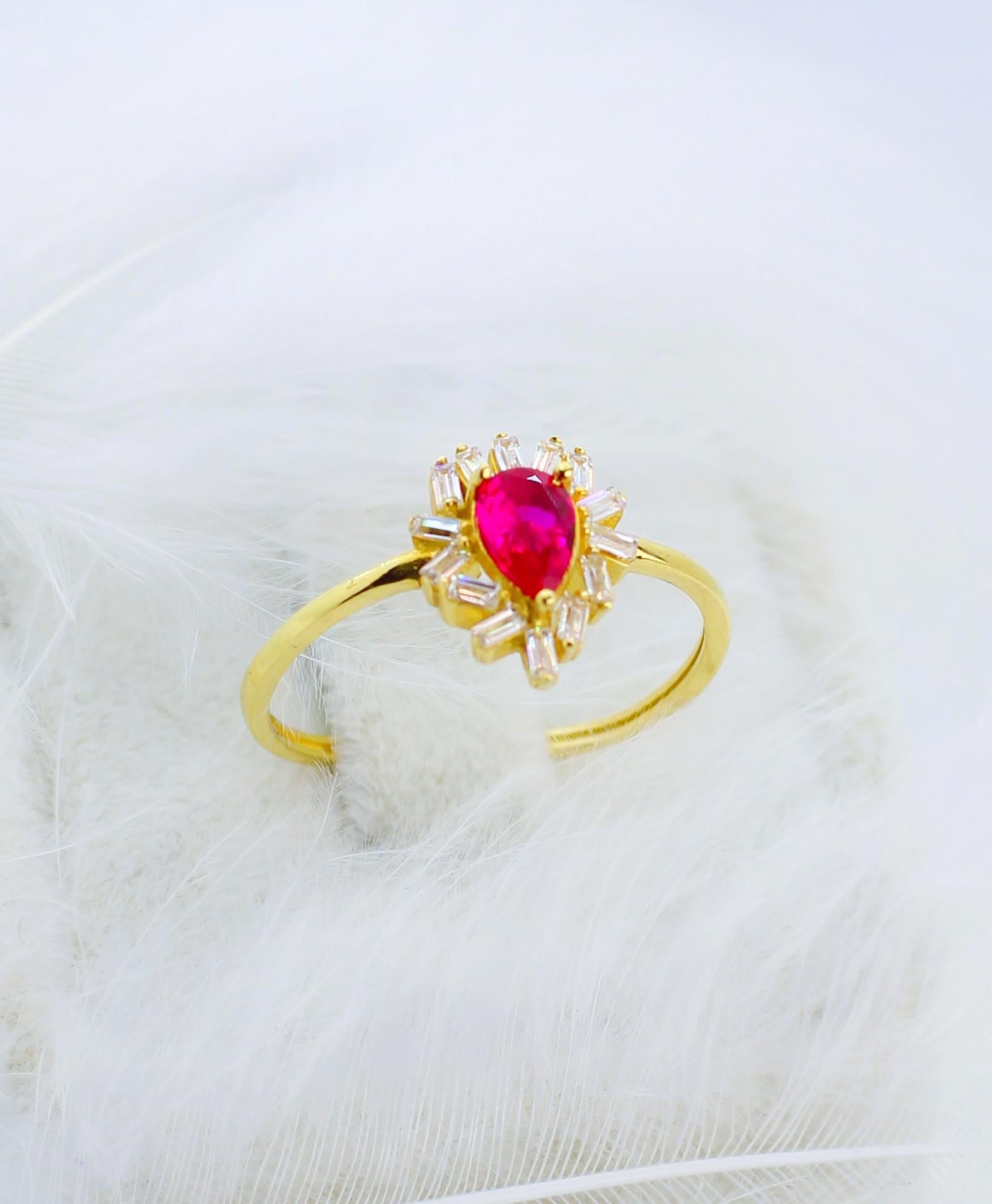 Zircon Stone Ruby Ring 14 Carat