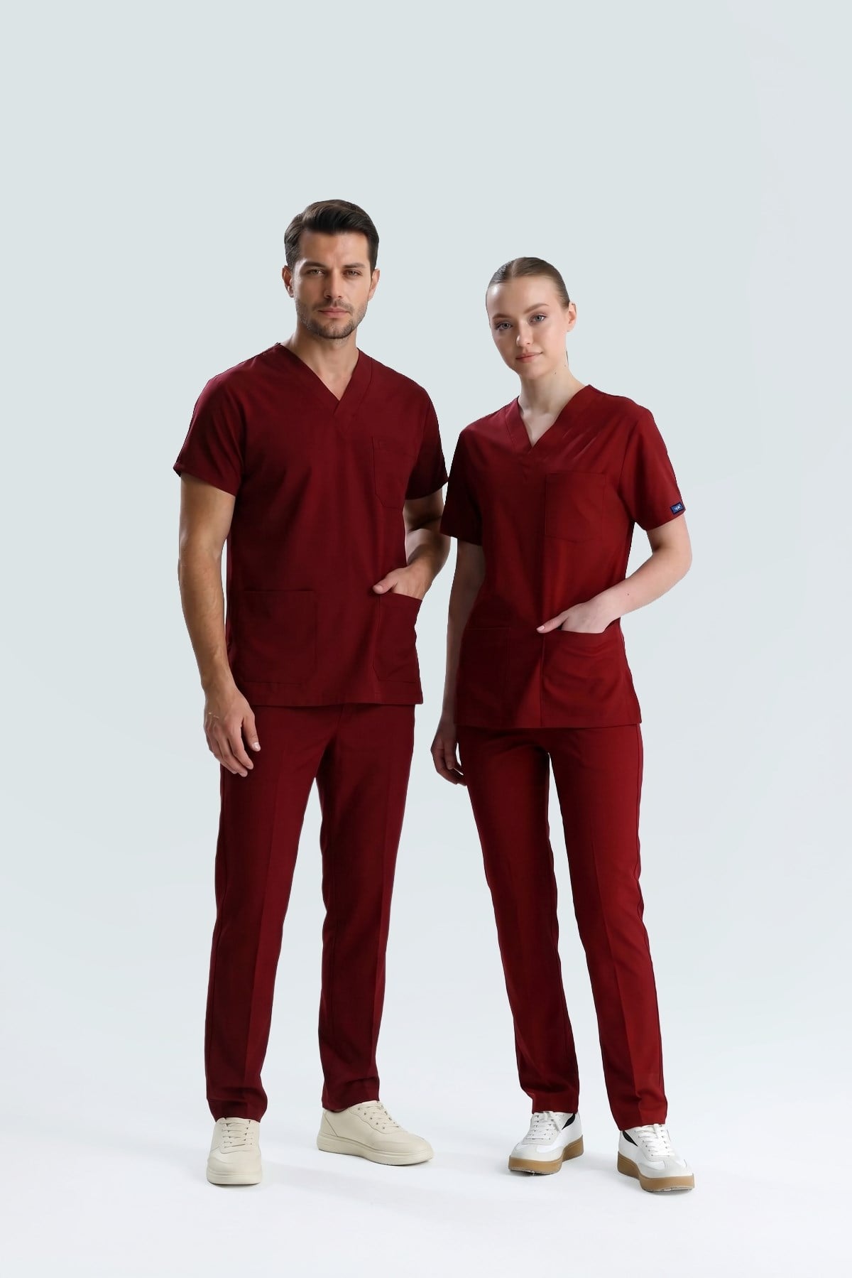 BORDO HASTANE FORMASI LİKRALI SCRUBS TAKIM (BIKING RED)