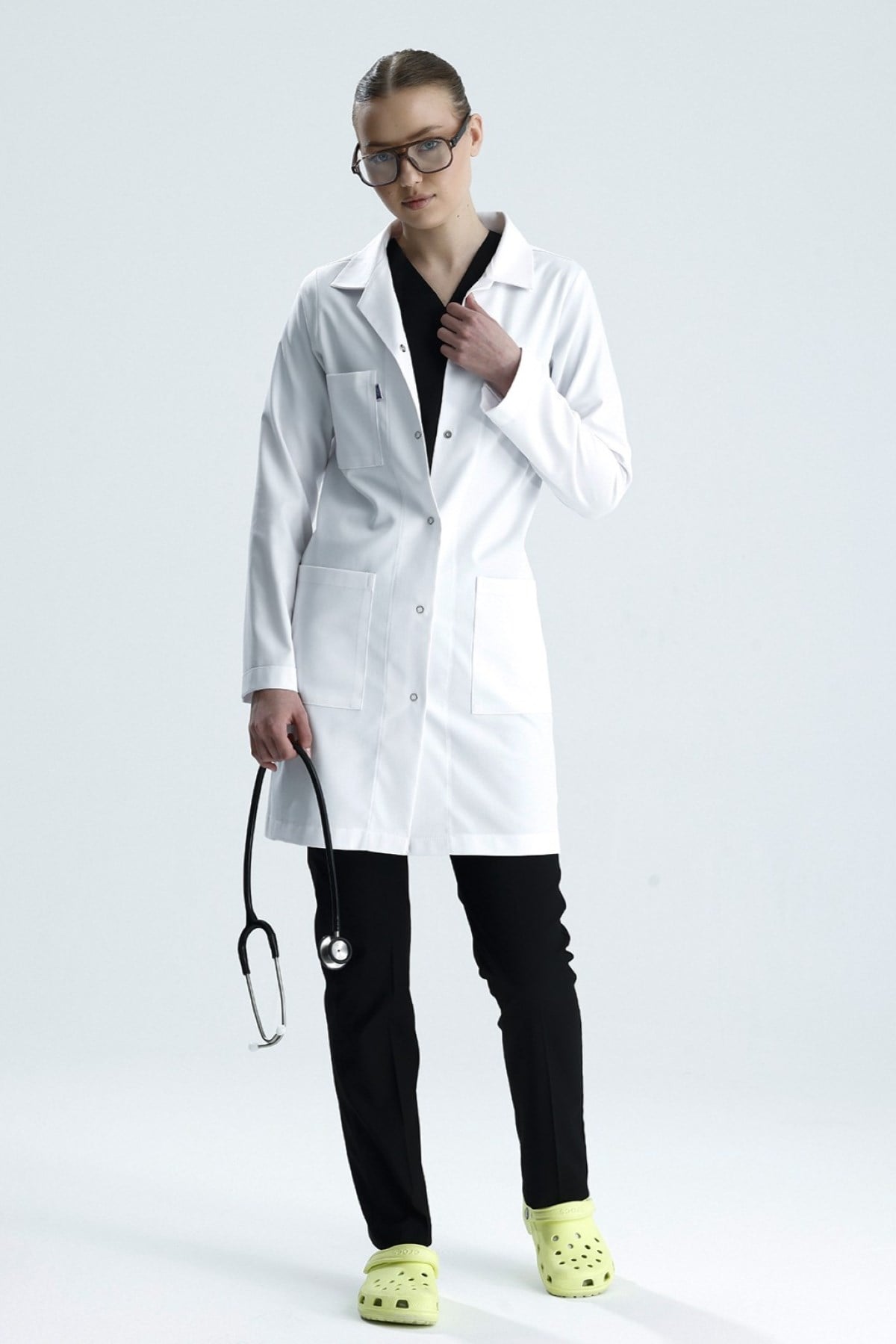 LİKRALI, UZUN BOY, KLASİK YAKA, KADIN DOKTOR ÖNLÜĞÜ