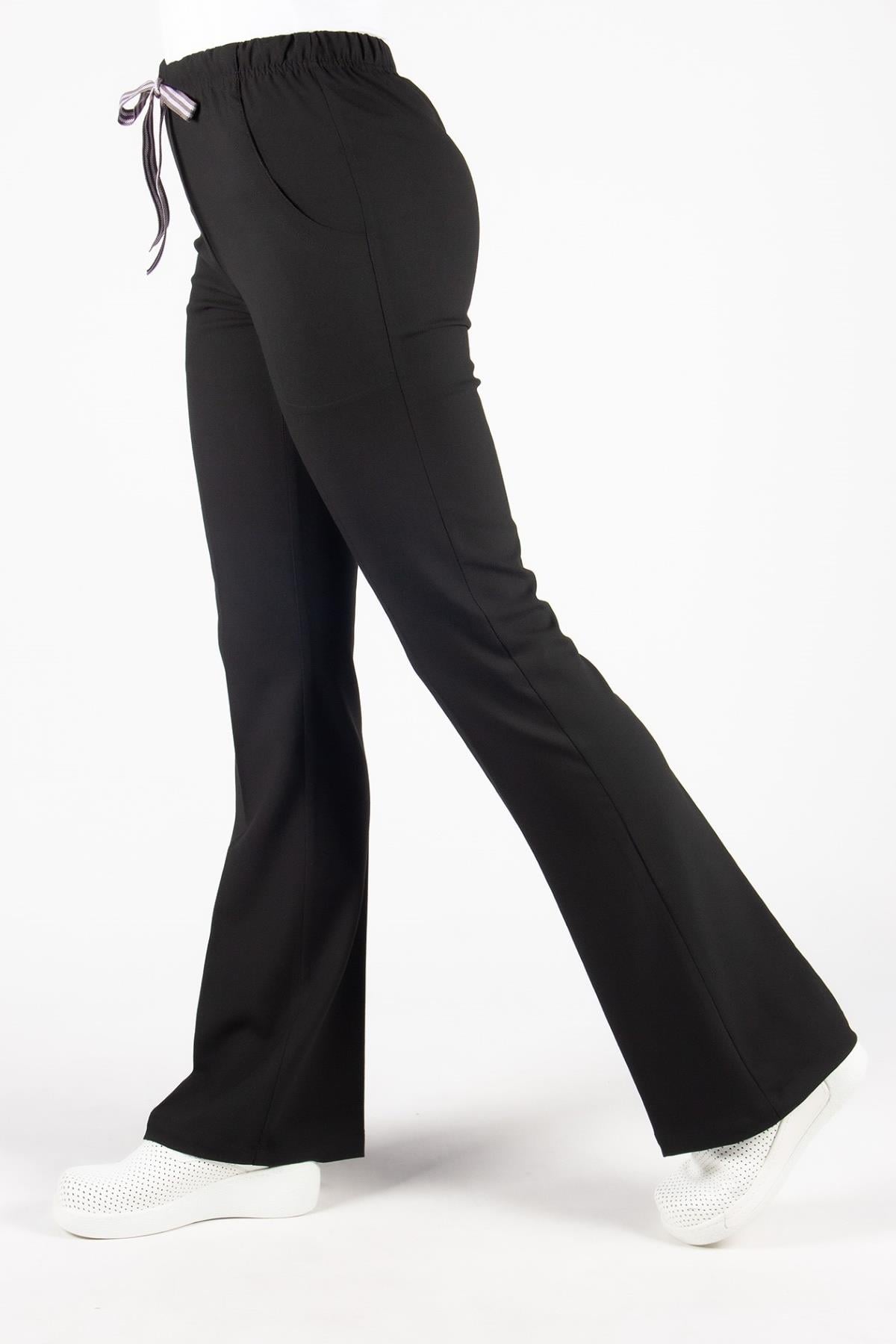 SİYAH LİKRALI İSPANYOL PAÇA KADIN PANTOLON