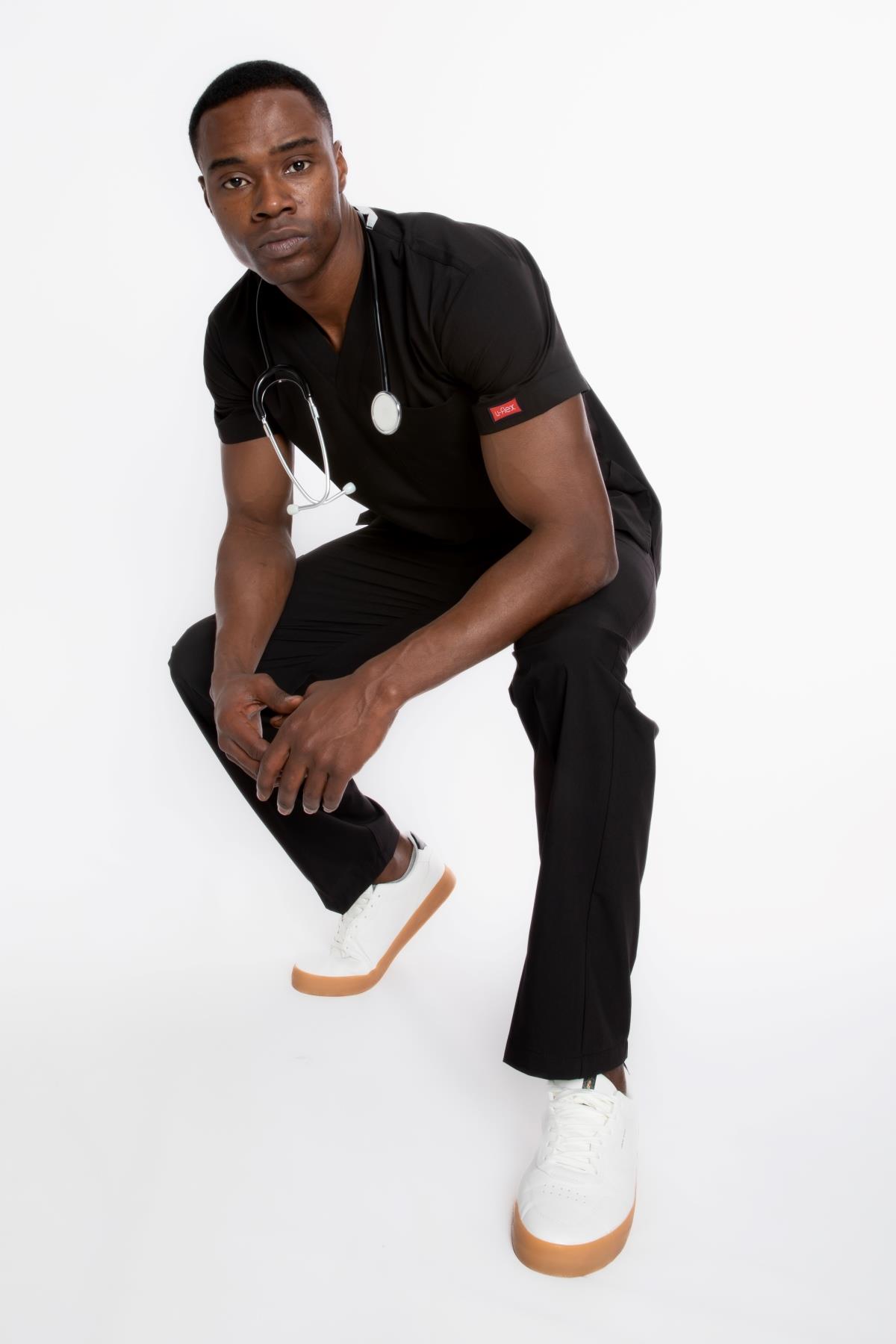 SİYAH U-FLEX ERKEK SCRUBS TAKIM