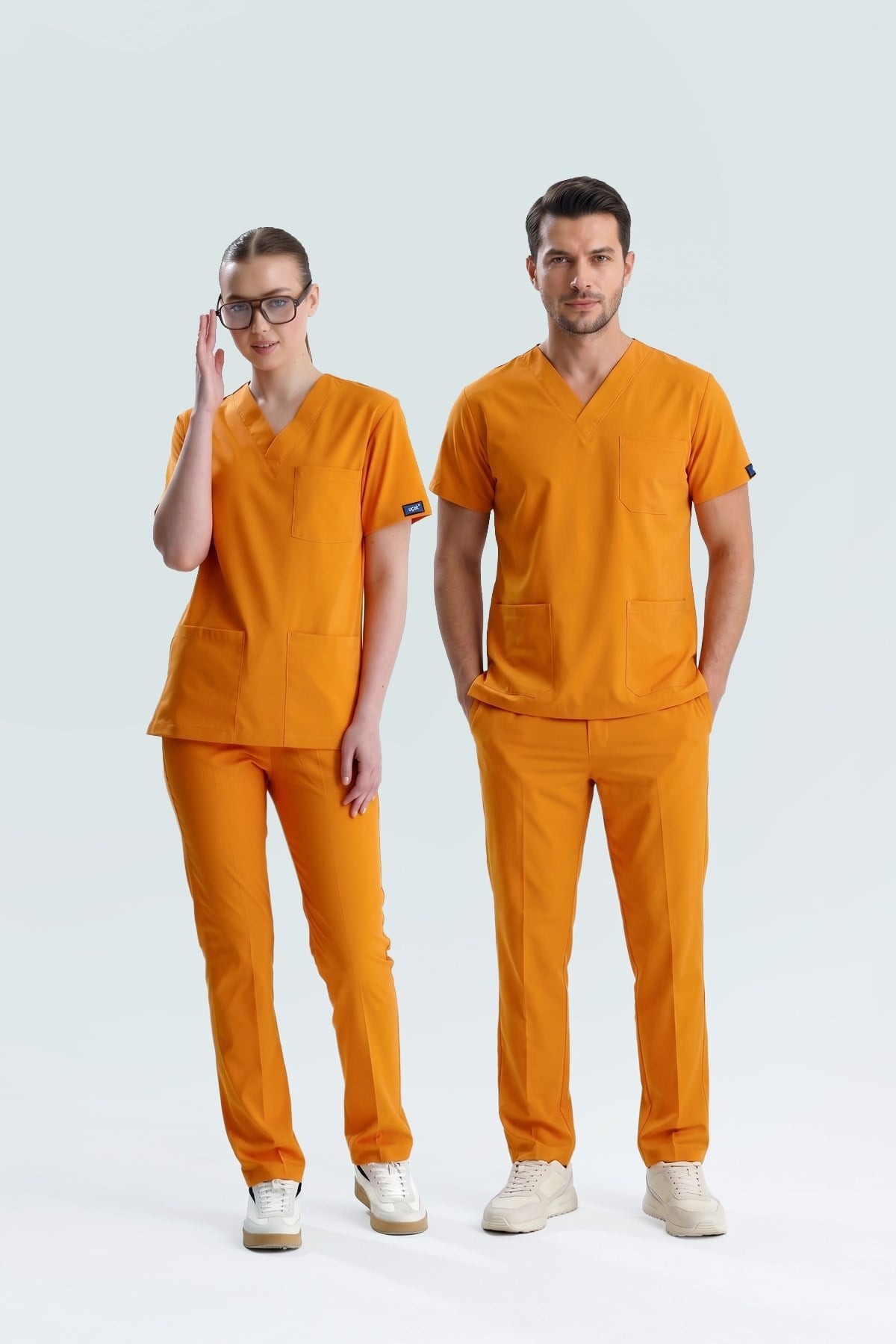 TURUNCU KLİNİK DESTEK İŞÇİ FORMASI LİKRALI SCRUBS TAKIM (ORANGE OCHRE)