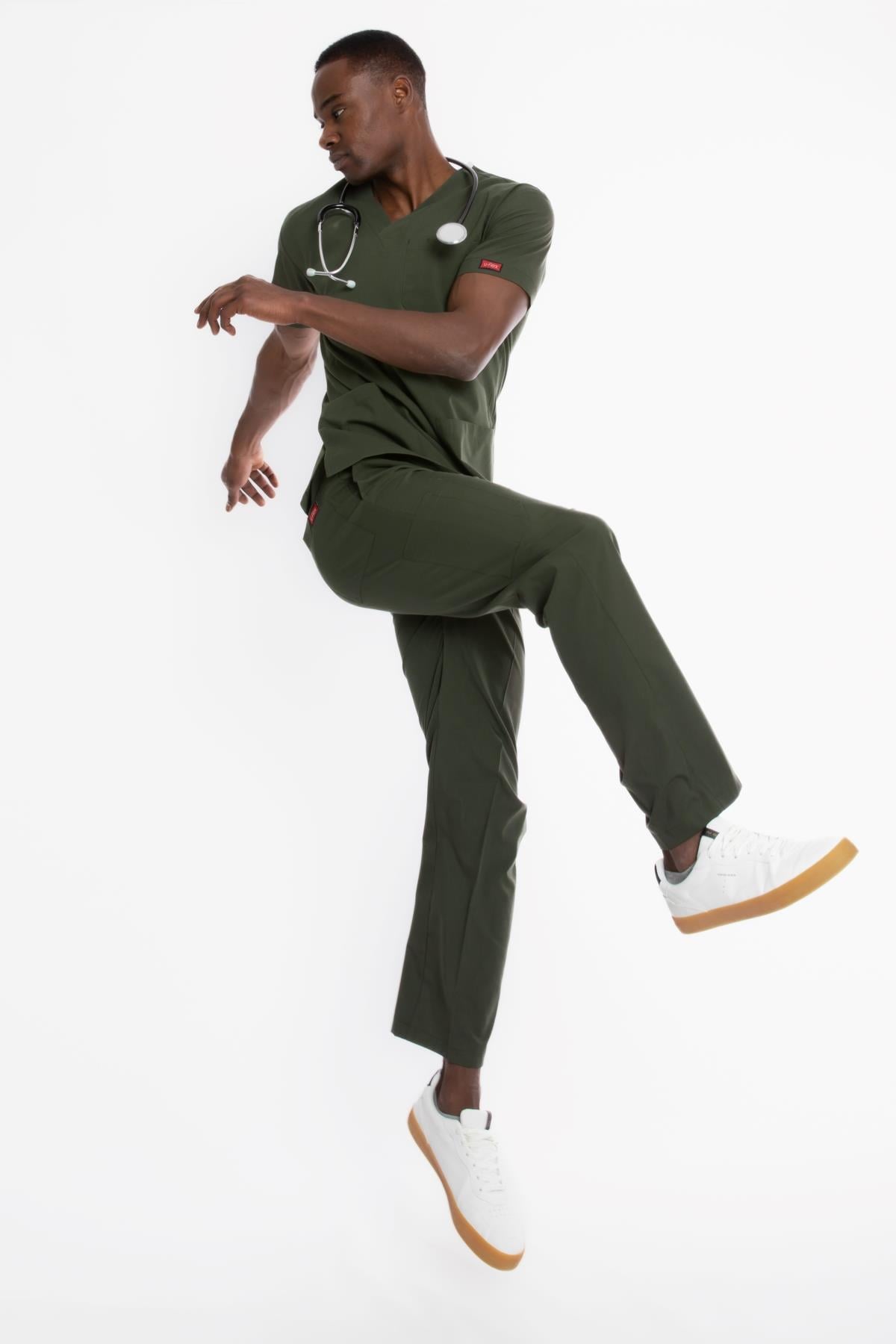 YAĞ YEŞİLİ U-FLEX ERKEK SCRUBS TAKIM