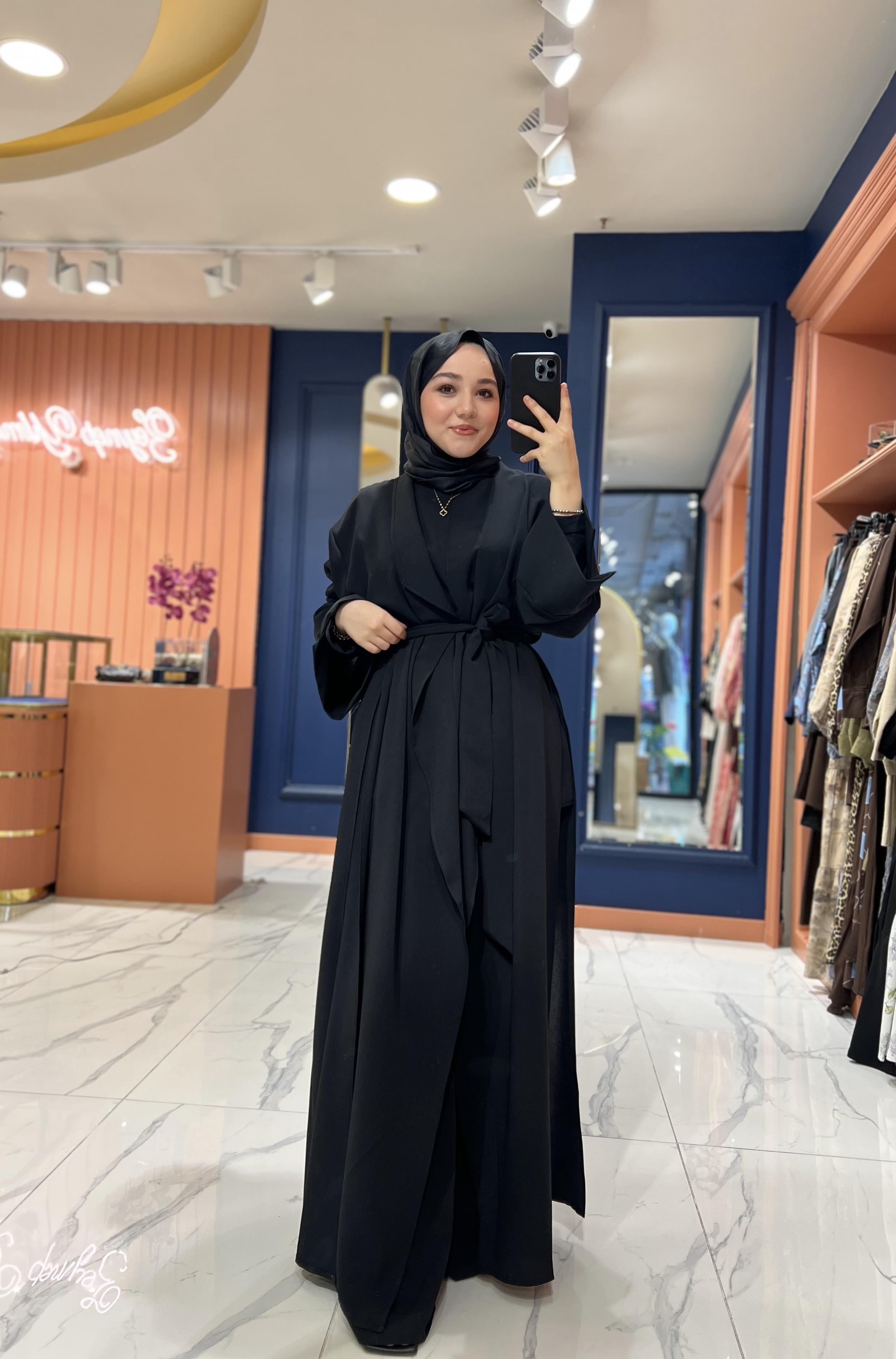 3'lü Abaya Takım Siyah 