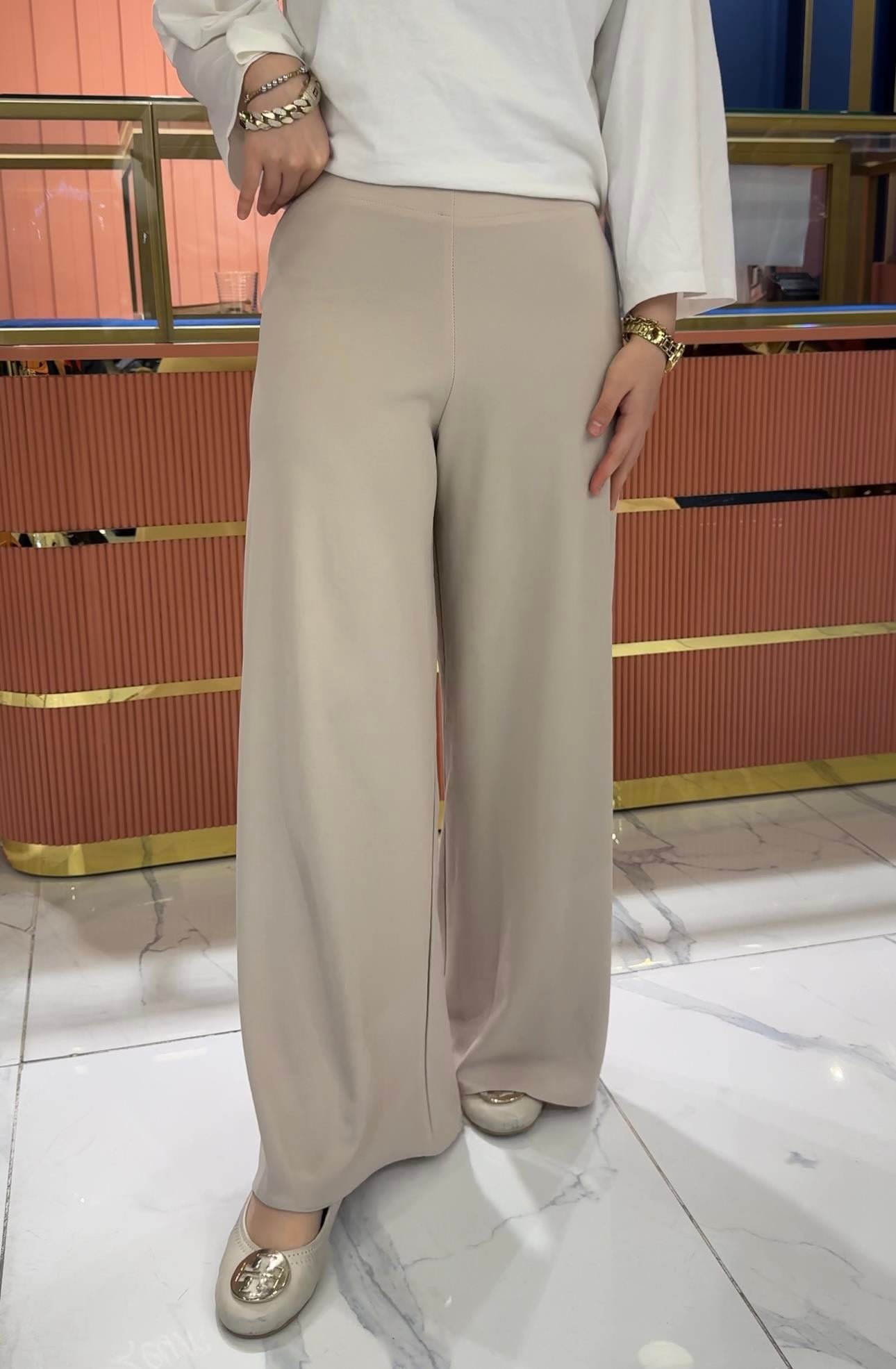 Bol Paça Krep Pantolon | Bej