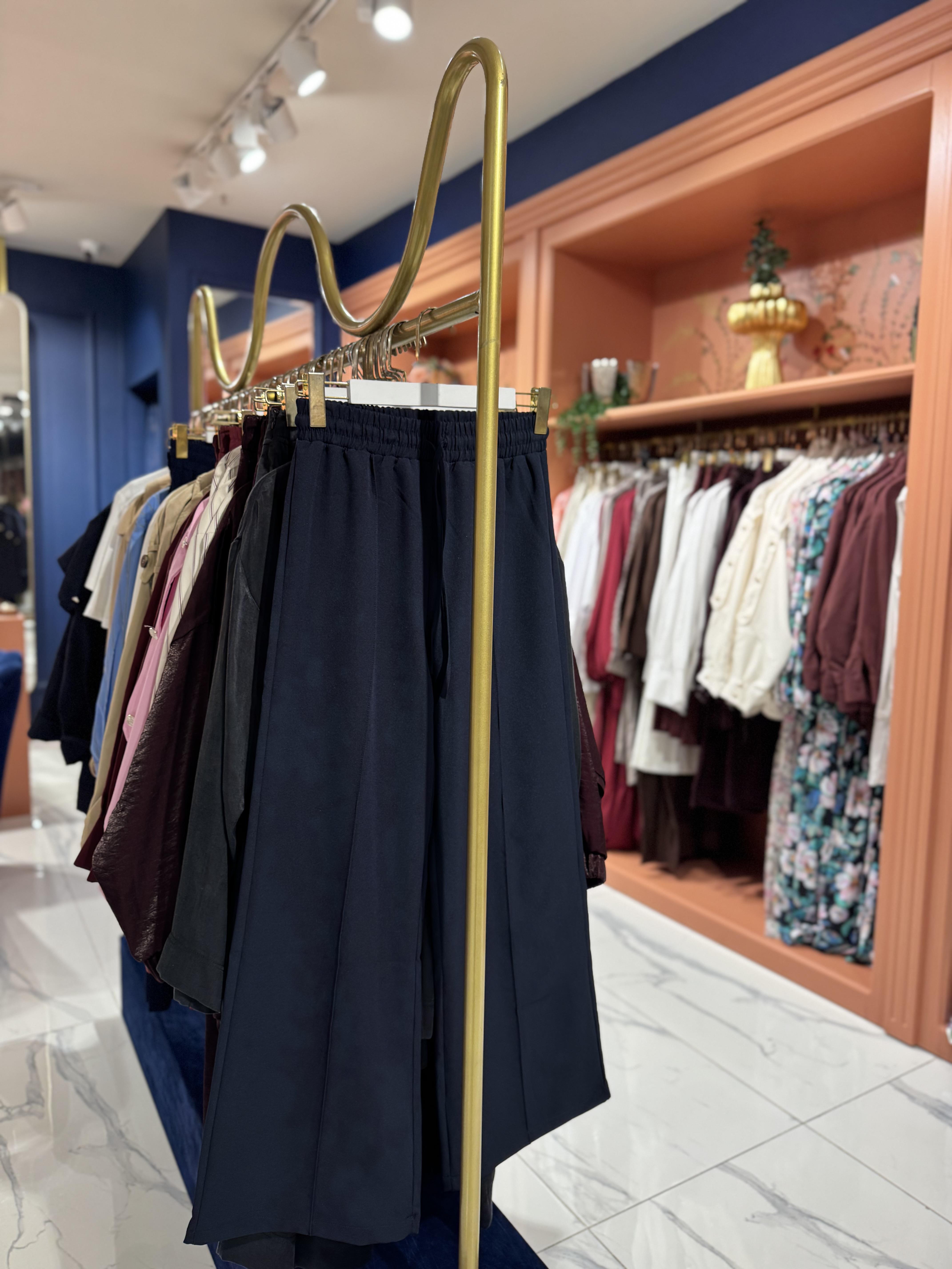 Önü Dikişli Palazzo Pantolon Lacivert