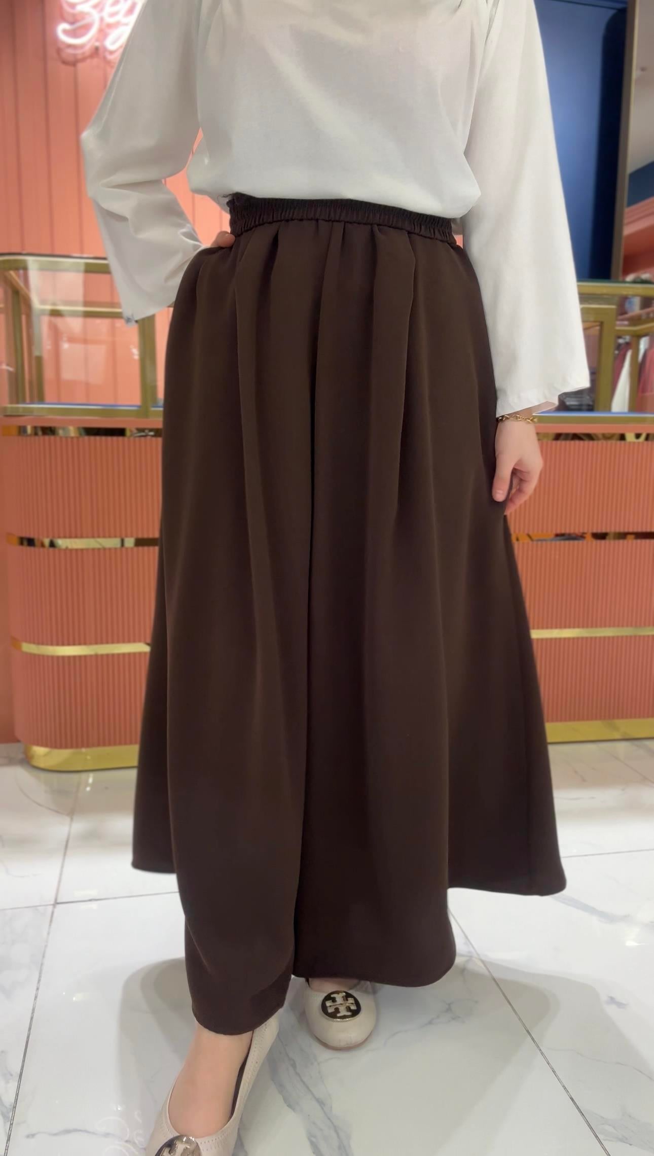 Premium Bol Paça Krep Pantolon | Acı Kahve