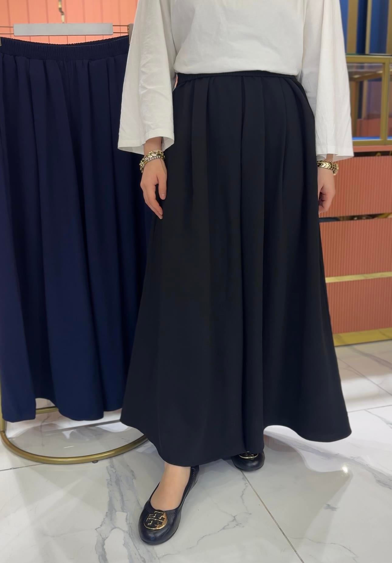 Premium Bol Paça Krep Pantolon | Siyah