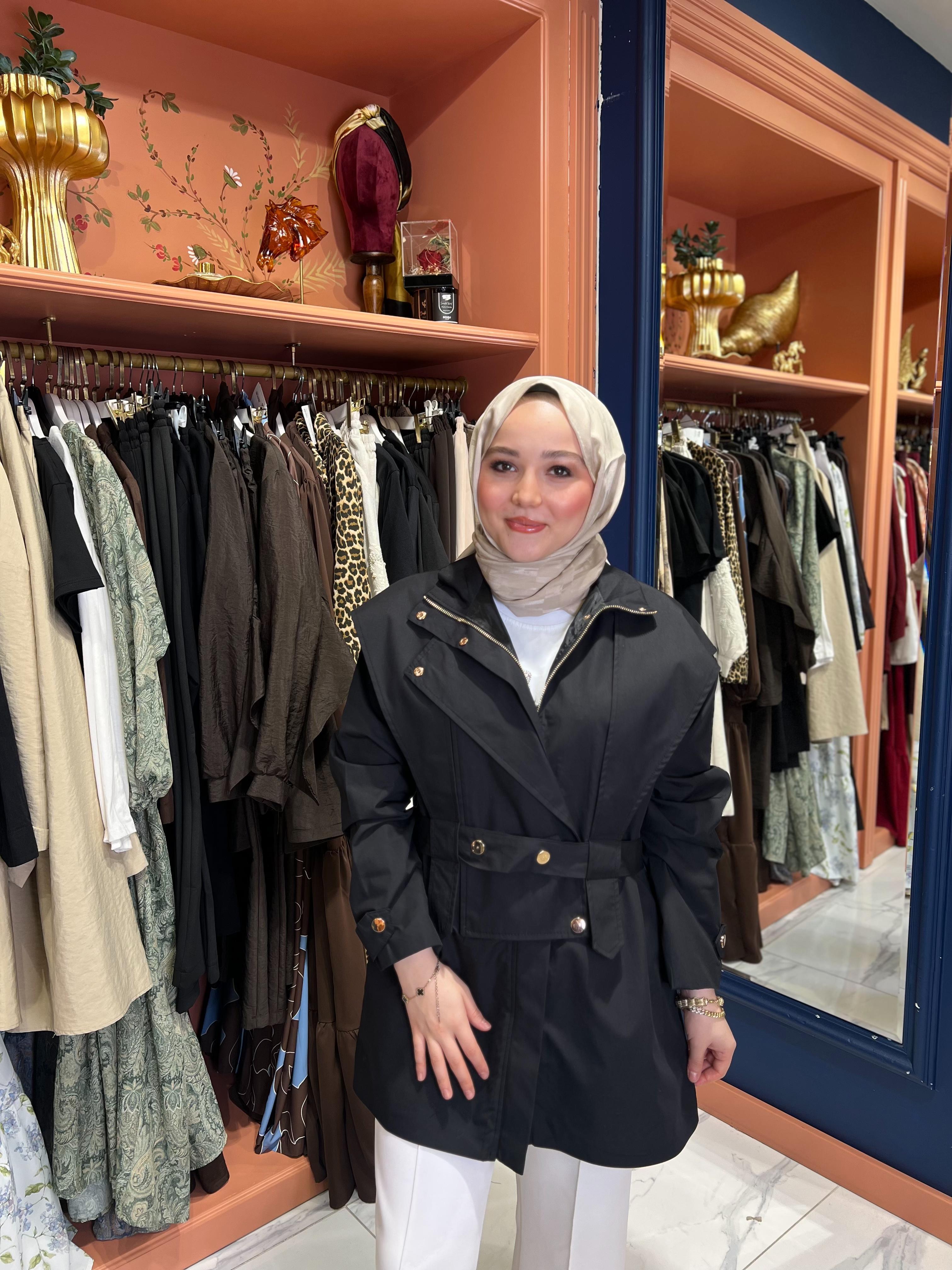 Tasarım Trençkot Siyah