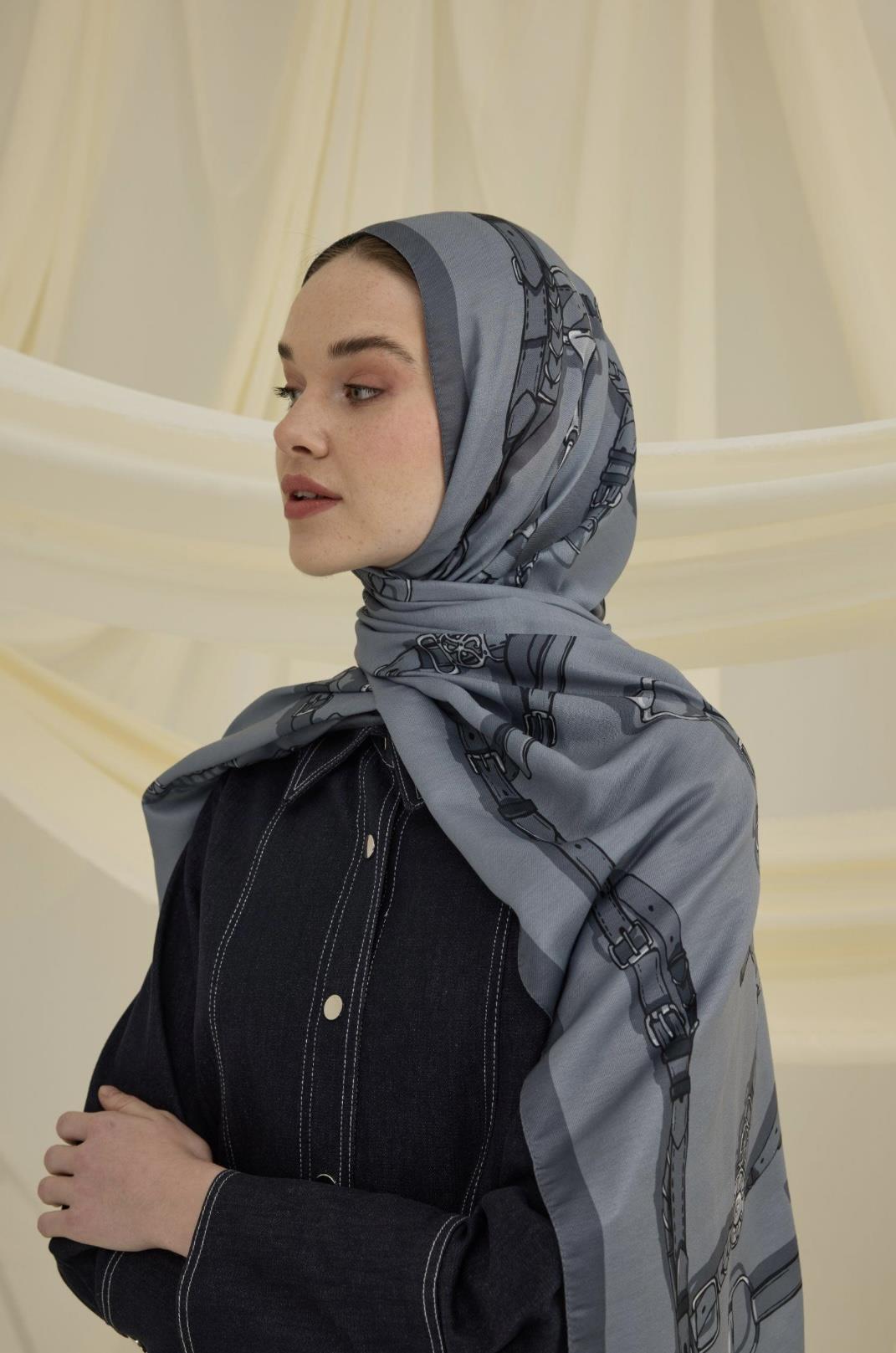 Aurora Kemerli Gri Şal