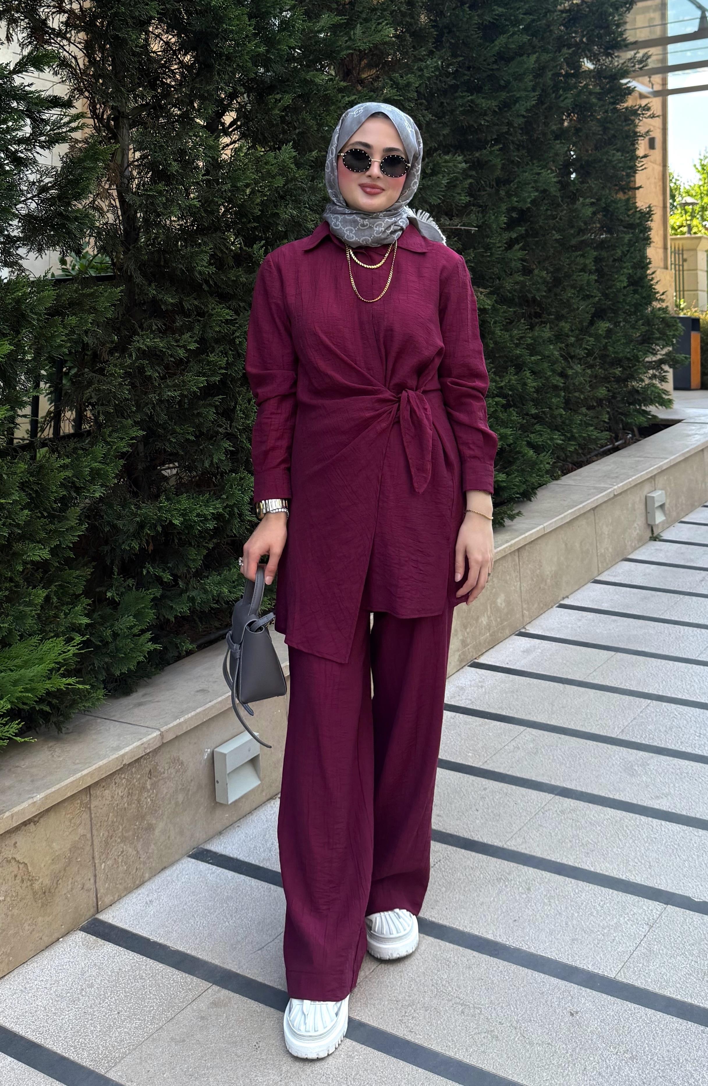 Belden Bağlamalı Takım Bordo 