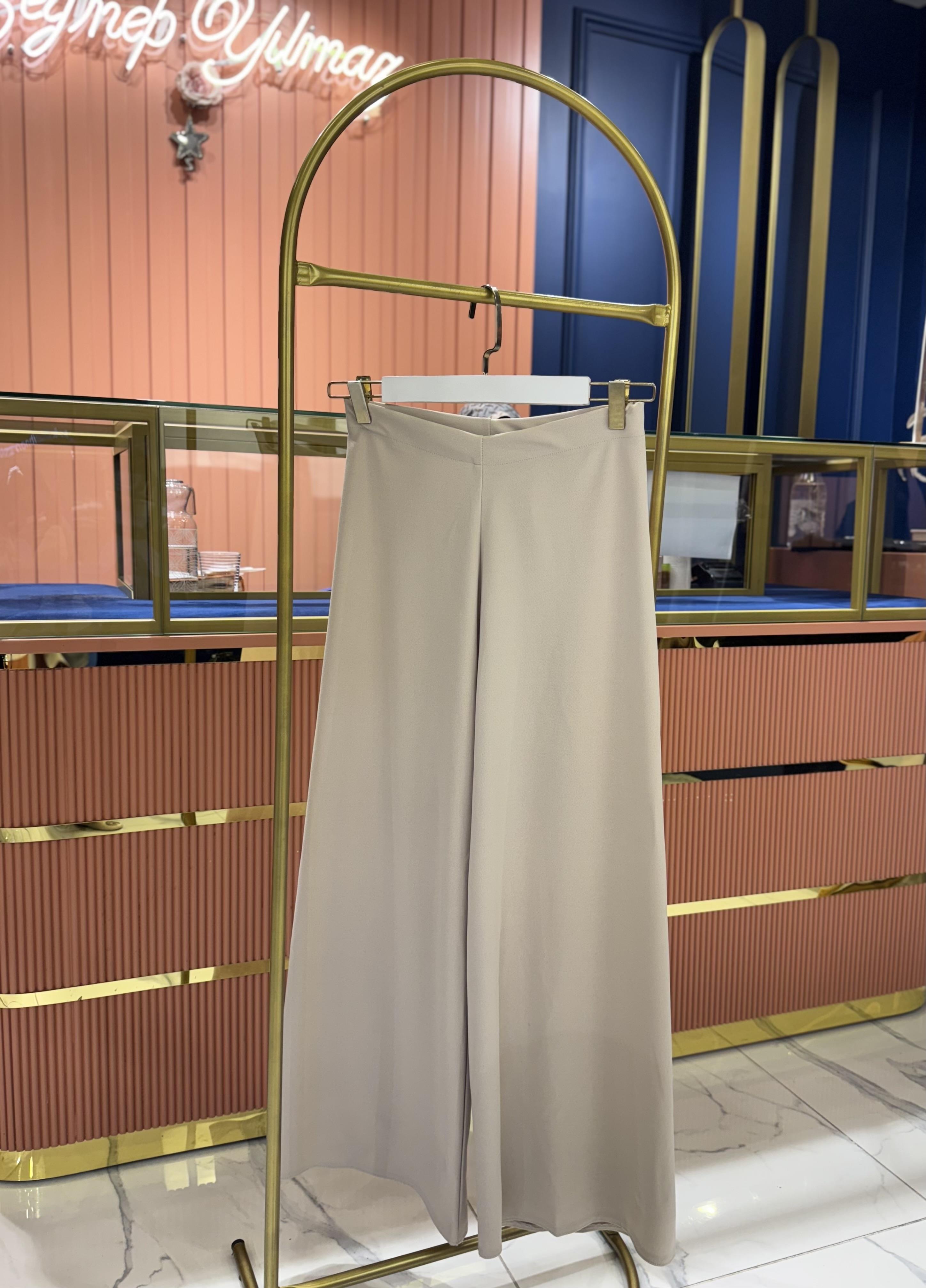 Bol Paça Krep Pantolon | Bej