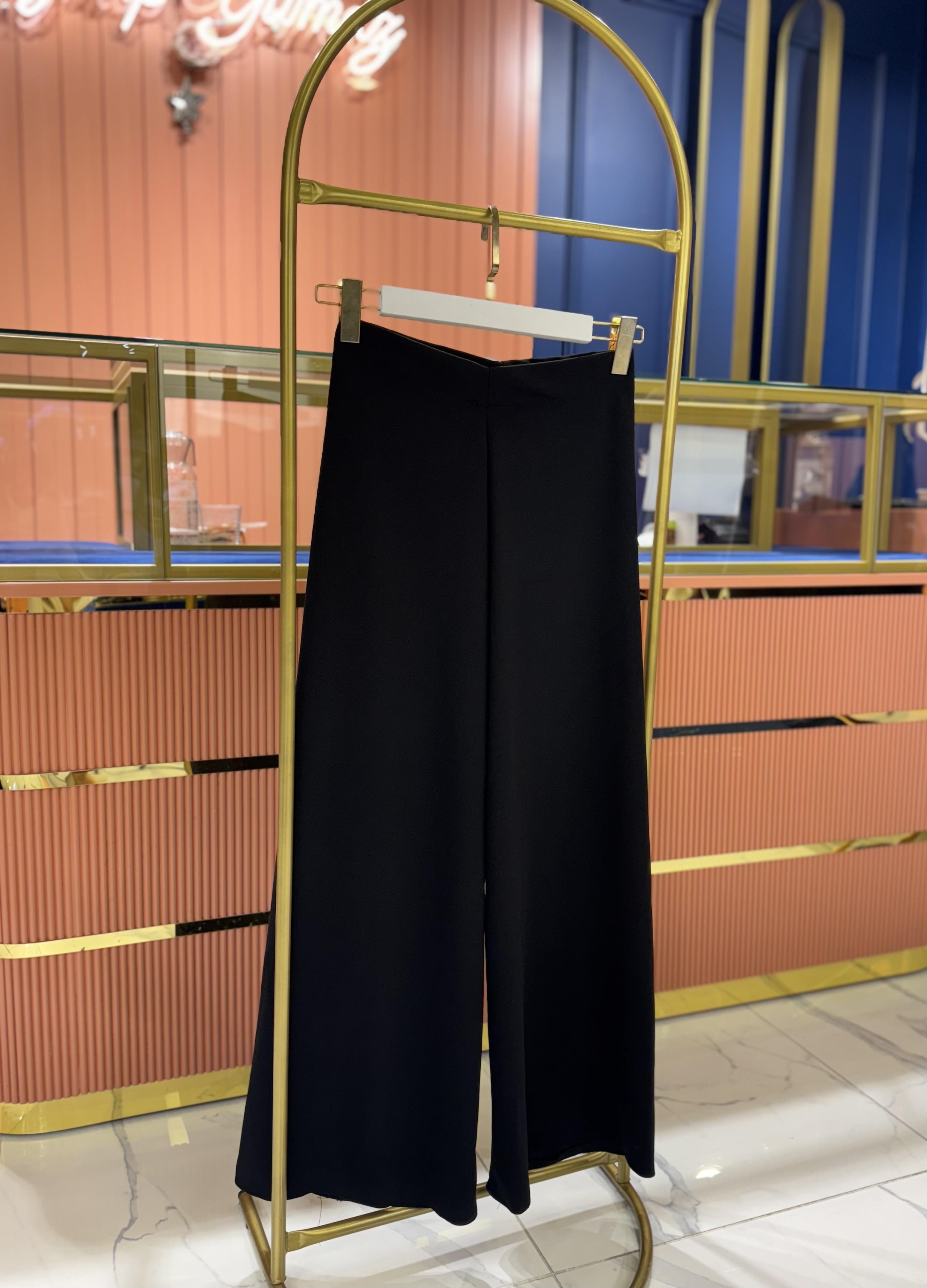 Bol Paça Krep Pantolon | Siyah