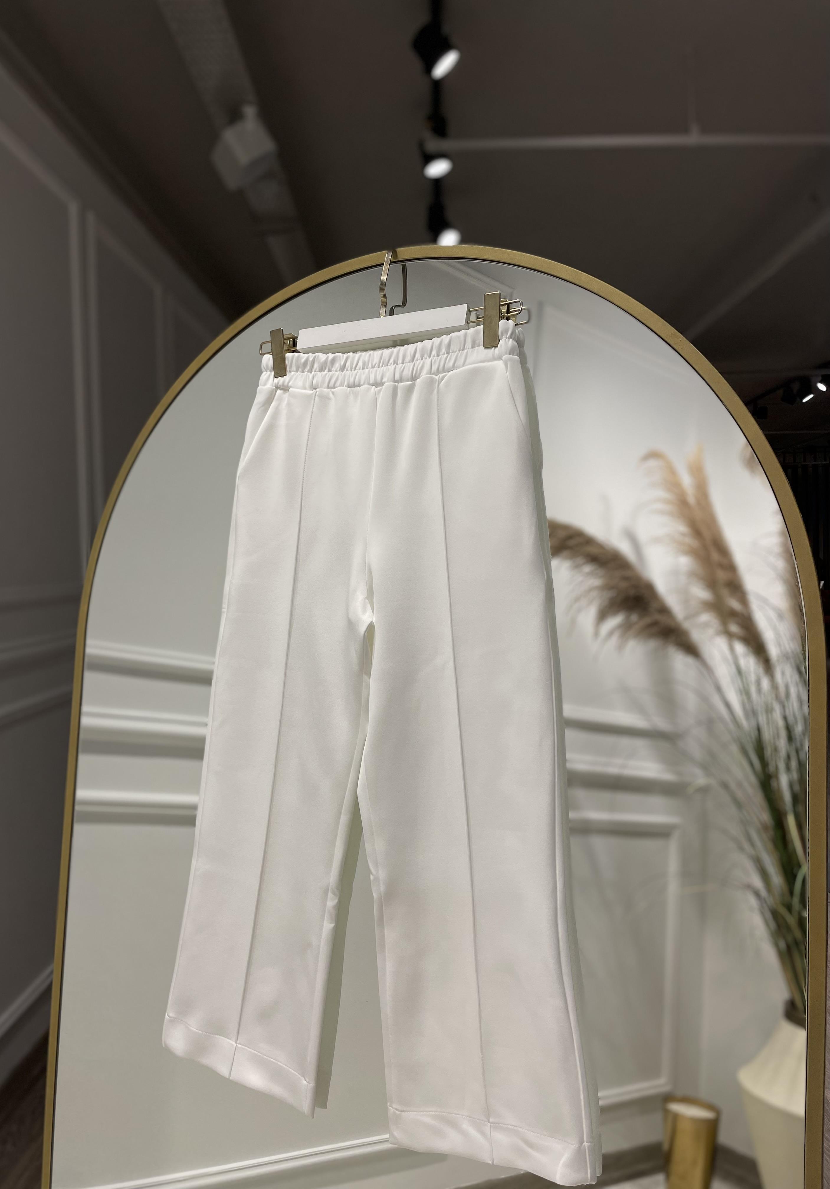 Çimalı Pantolon Beyaz 