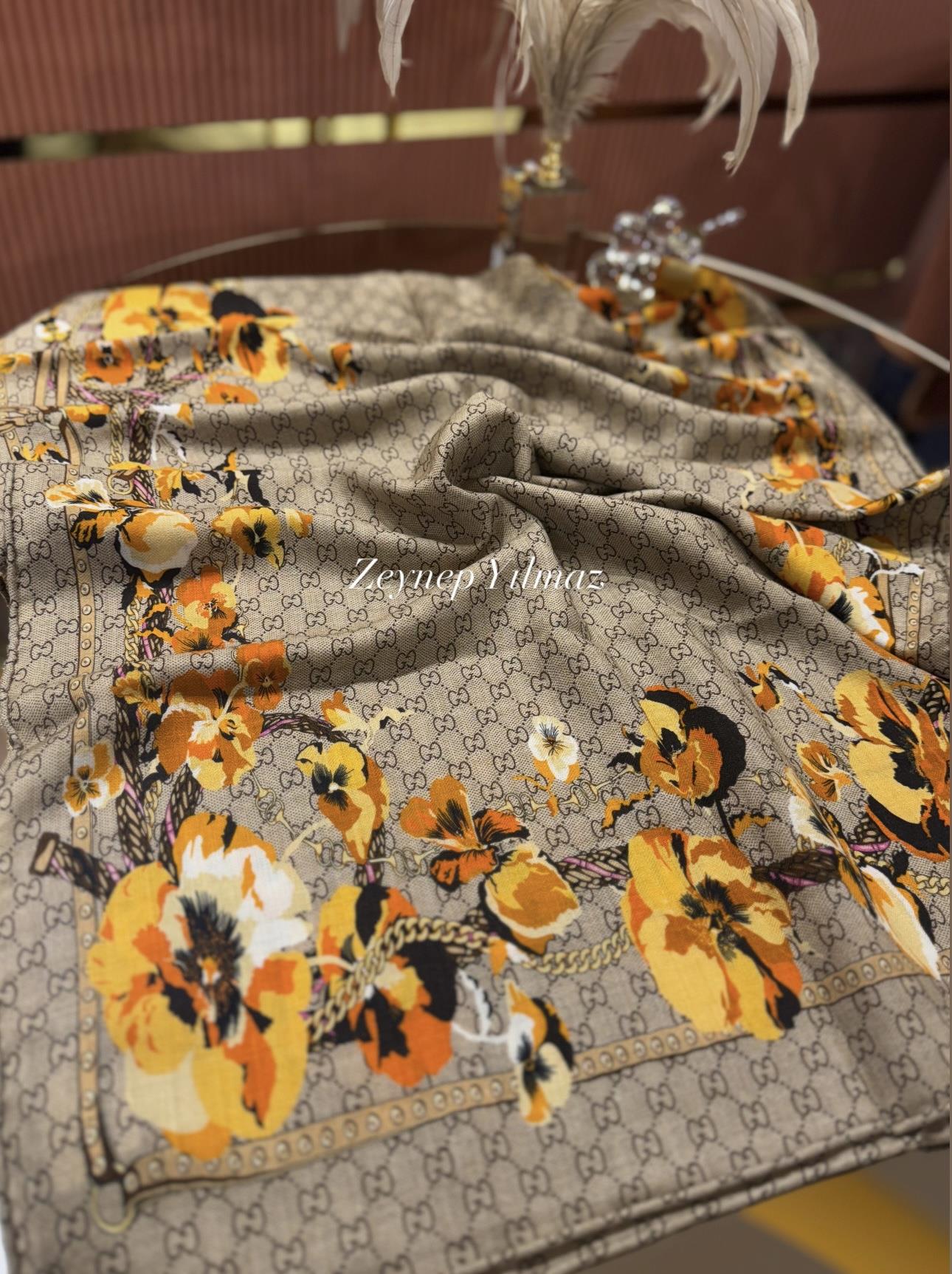 GG Özel Seri Yün İpek Şal Turuncu No:3 