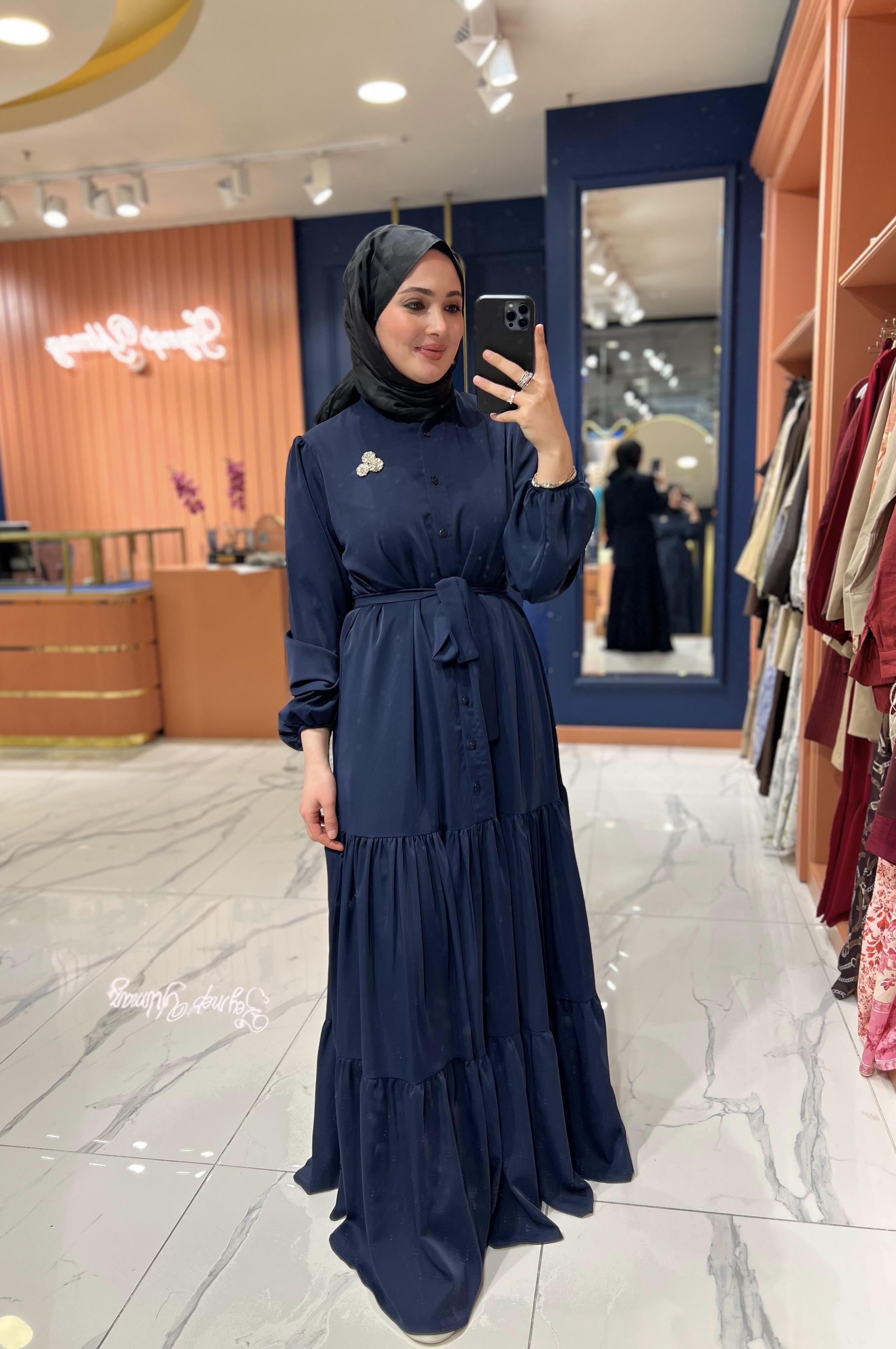 İpek Krep Lady Elbise | Lacivert