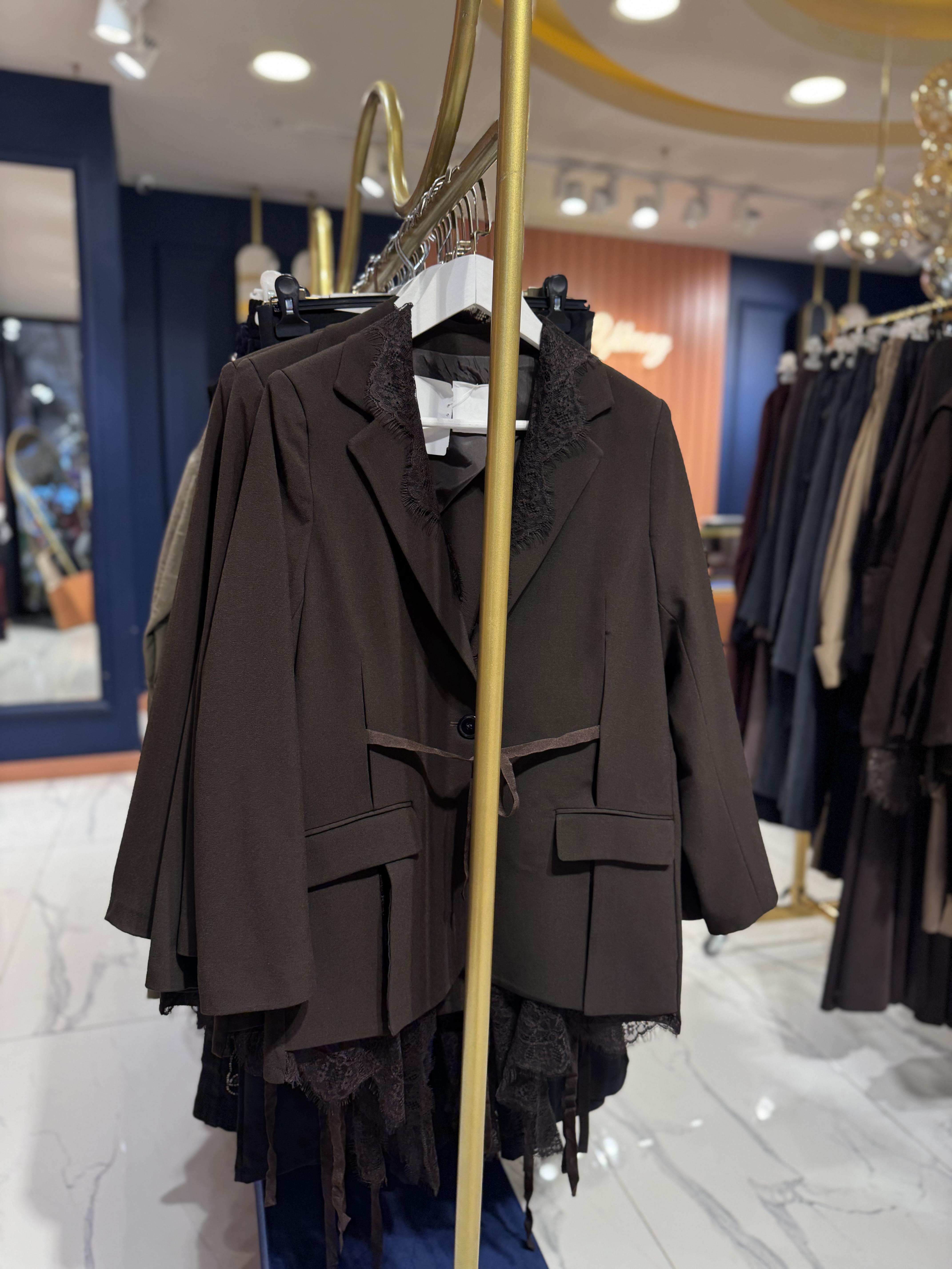 İpky Dantel Detaylı Ceket Kahve