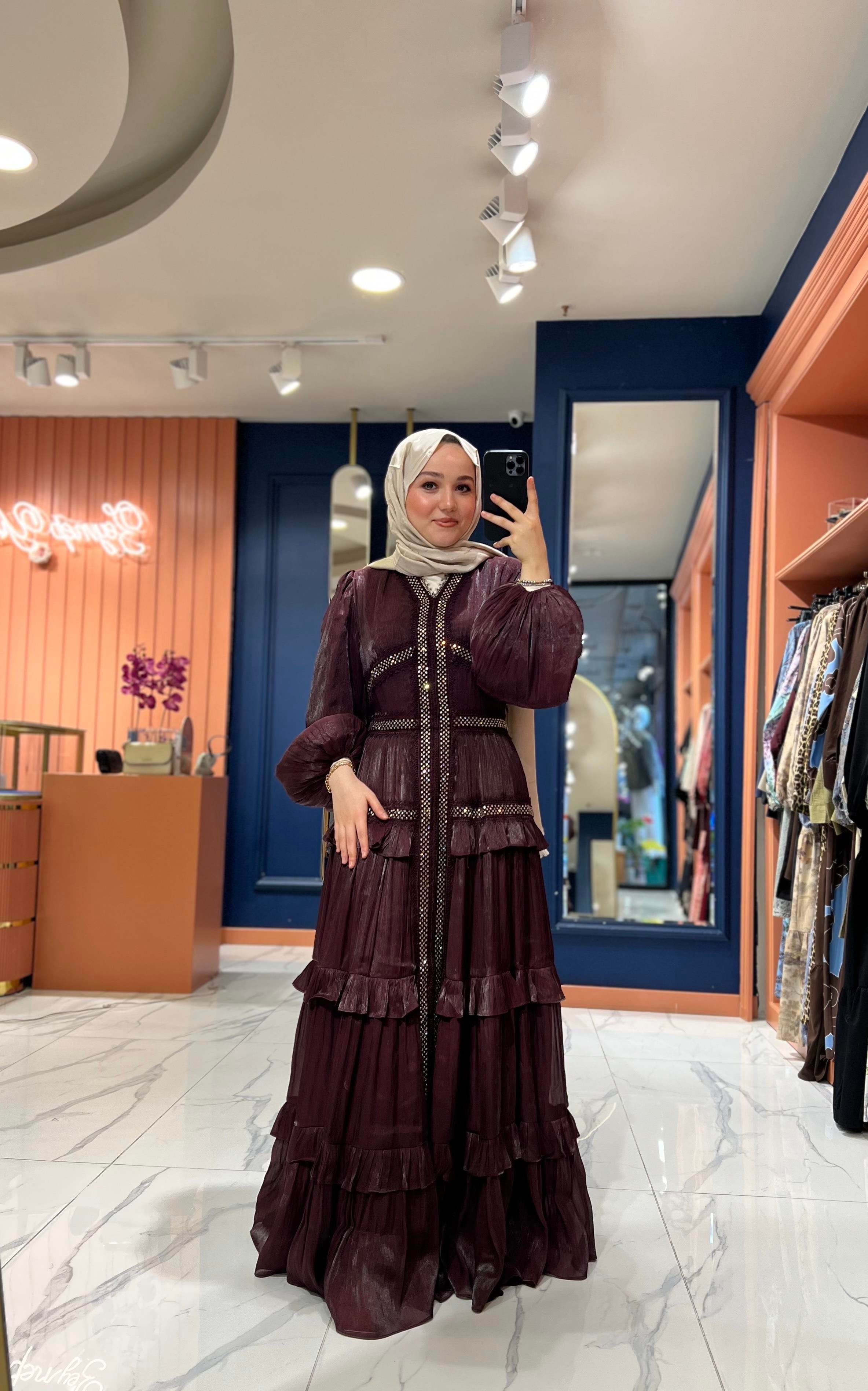 İthal Işıltılı Elbise | Mürdüm