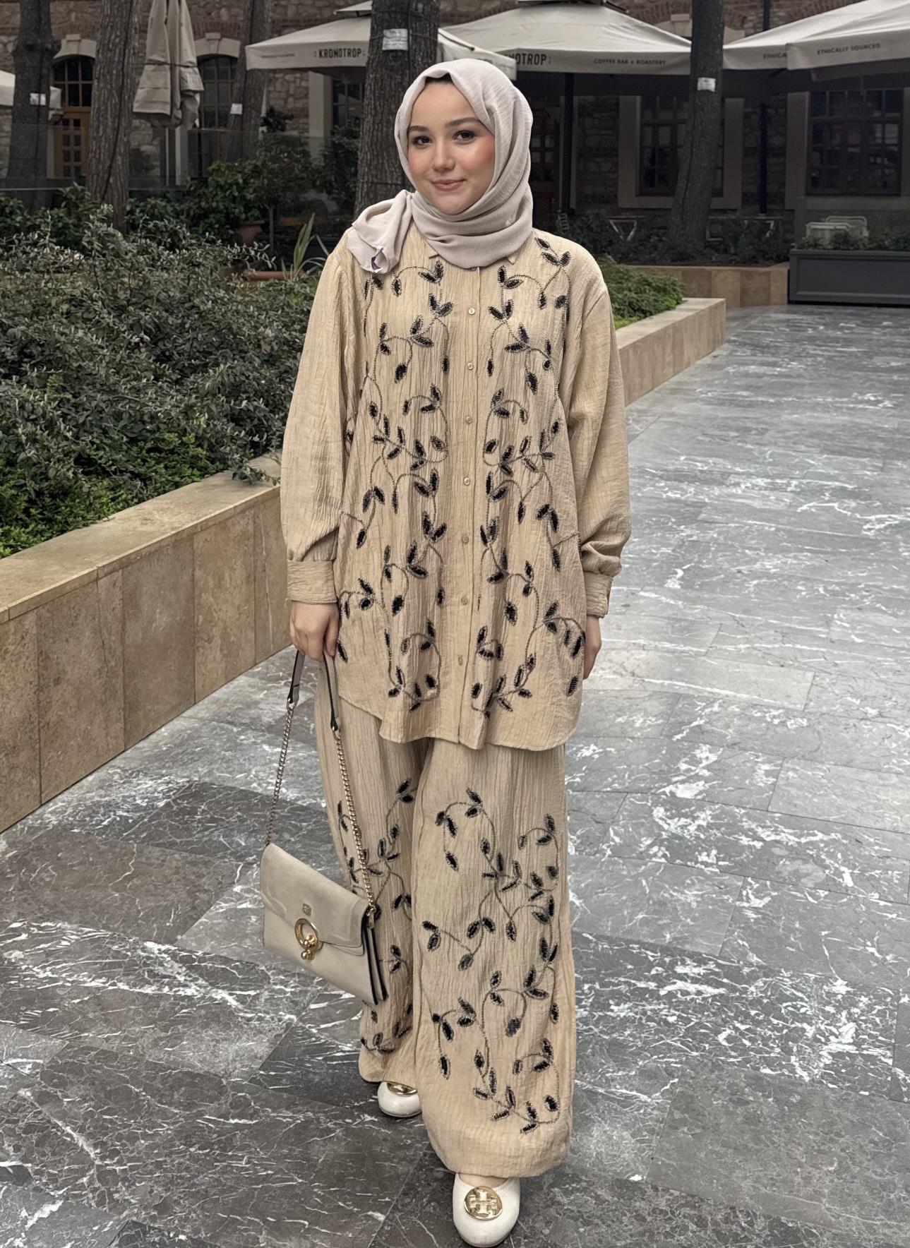 Nora Tencel Takım Bej