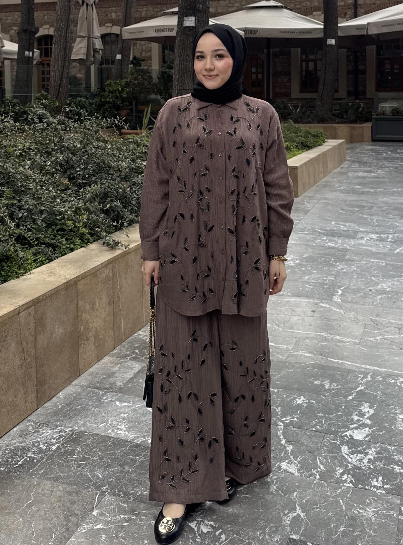 Nora Tencel Takım Kahve 