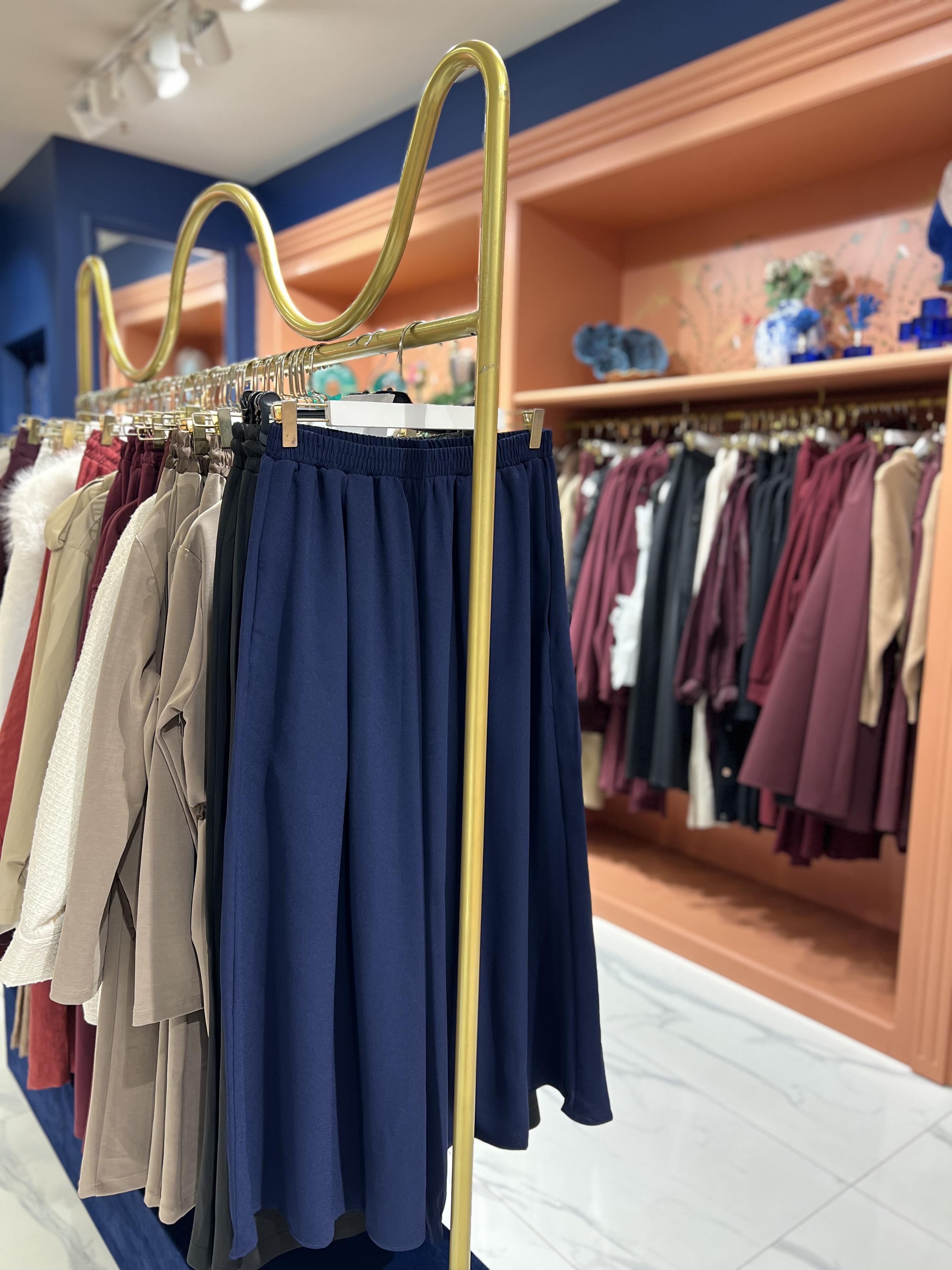 Premium Bol Paça Krep Pantolon | Lacivert