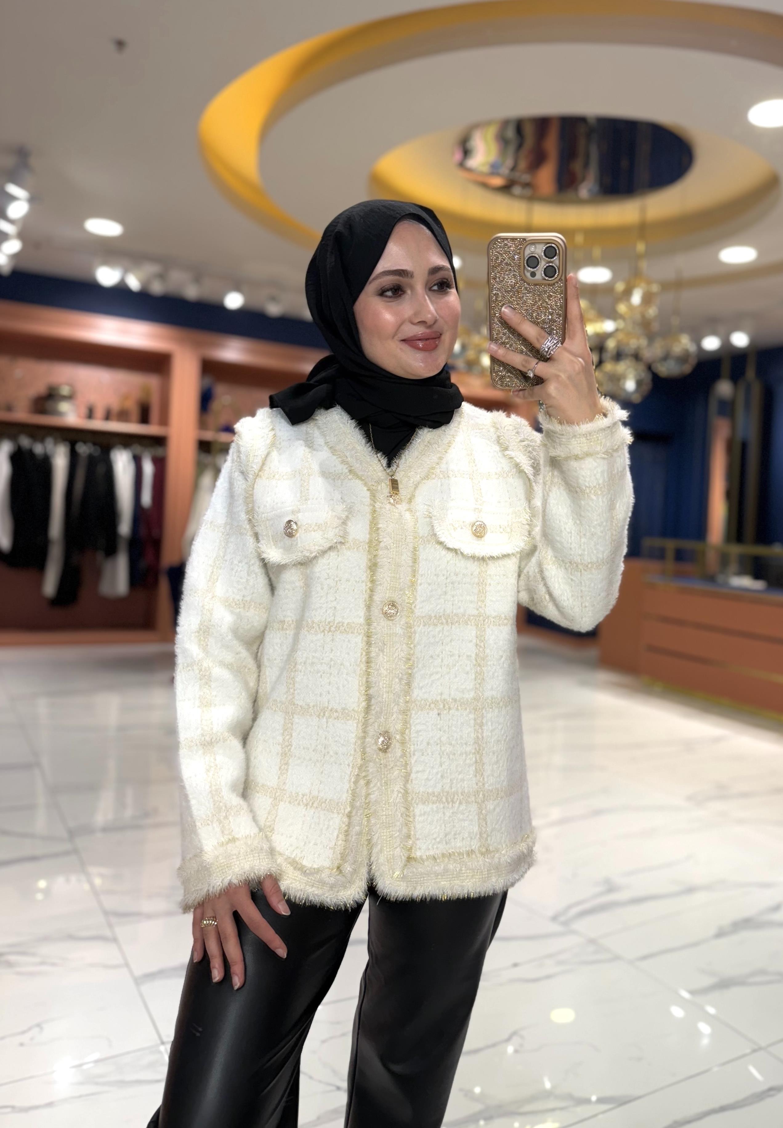 Püsküllü Angora Hırka | Ekru