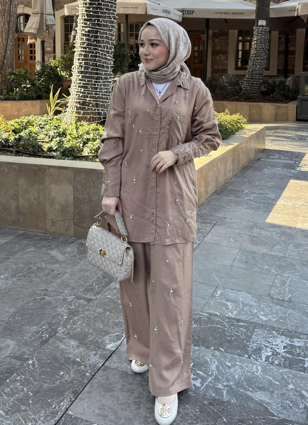 Ribera Tencel Takım Camel 