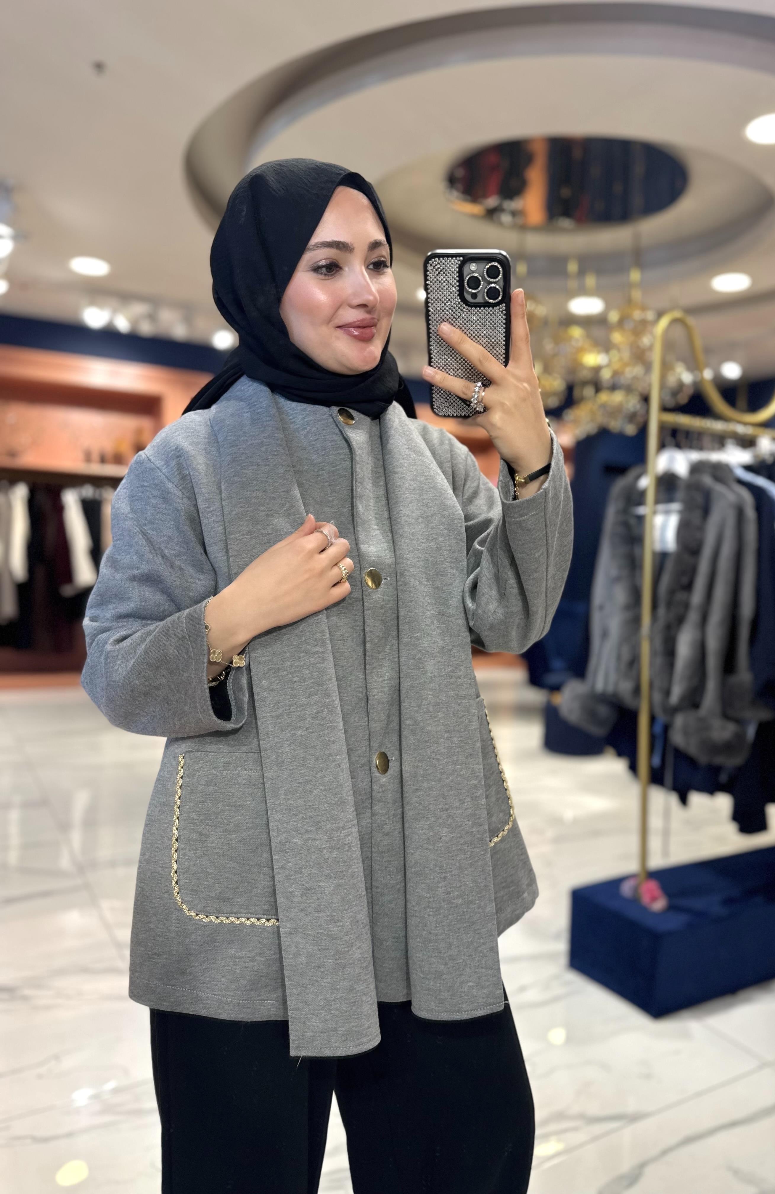 Şal Yaka Ceket | Gri