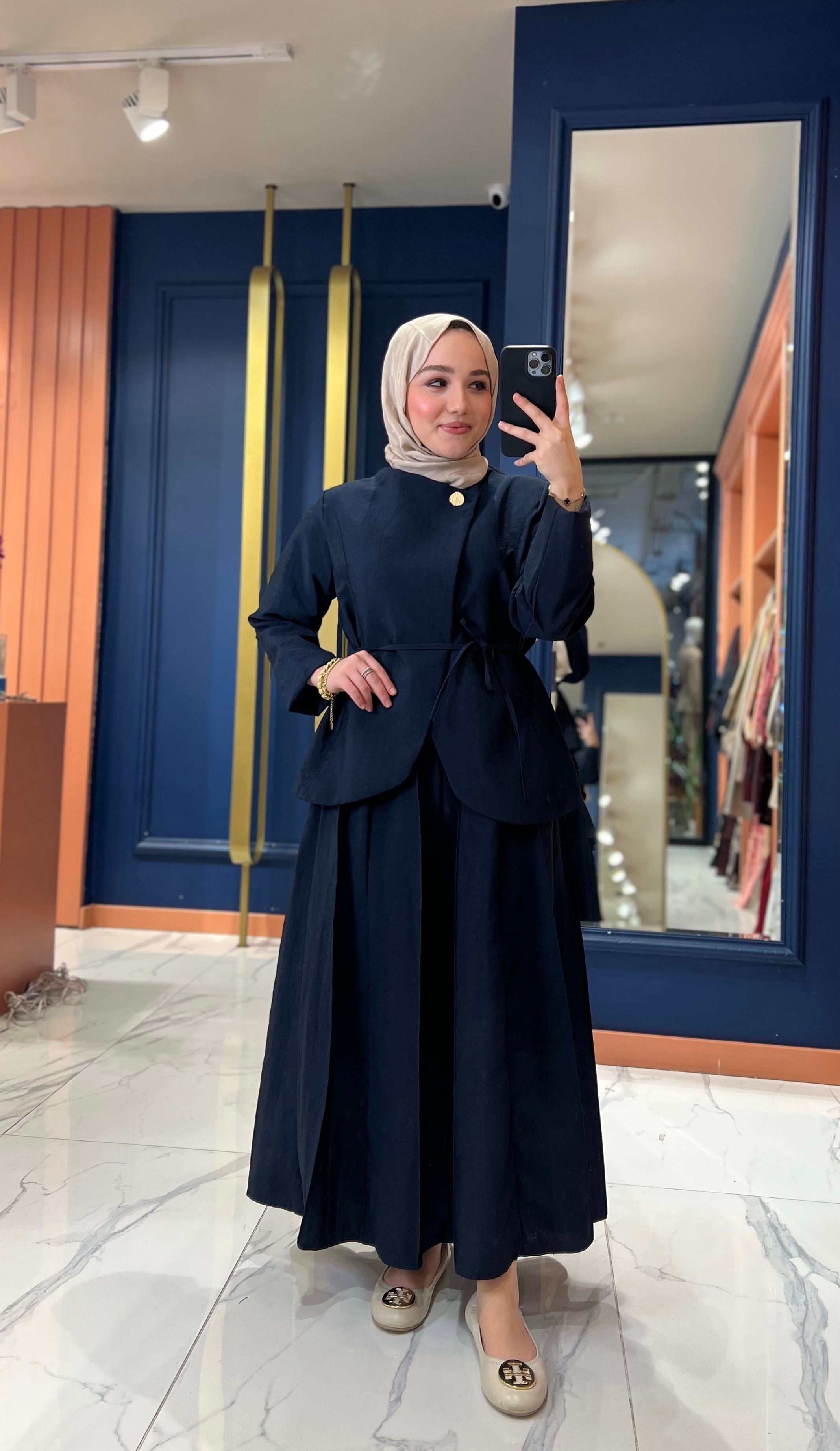 Tasarım Etekli Takım Lacivert