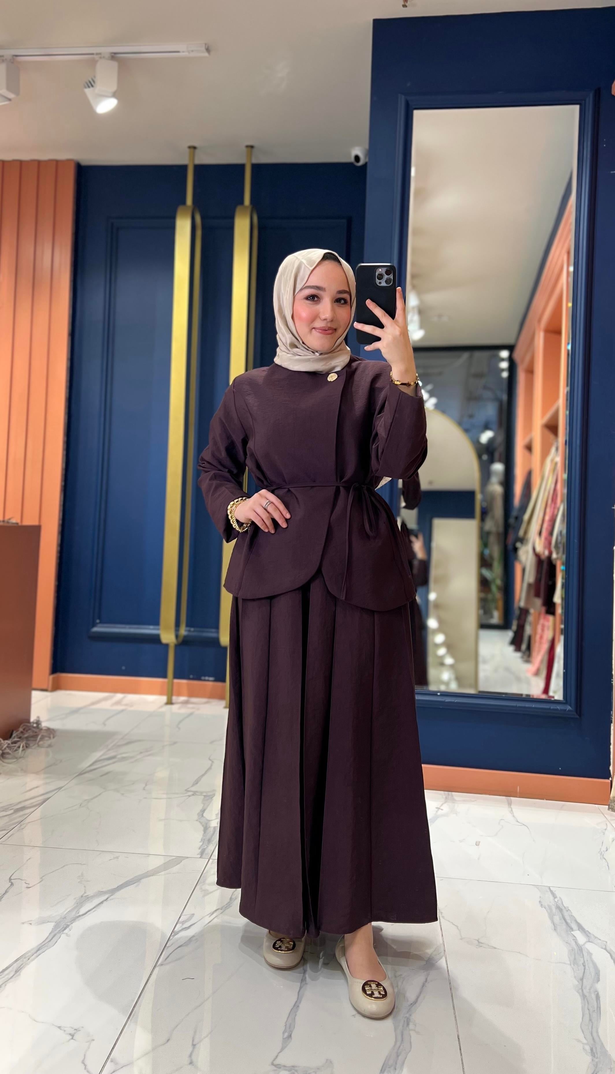 Tasarım Etekli Takım Mürdüm