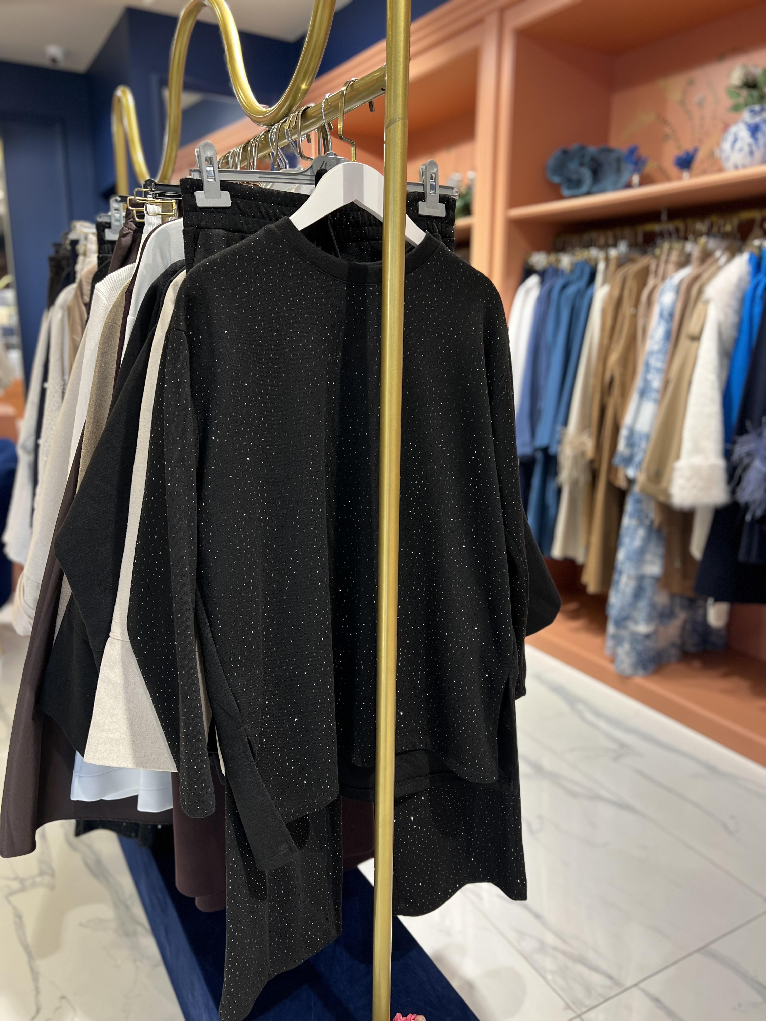 Taşlı Triko Takım | Siyah