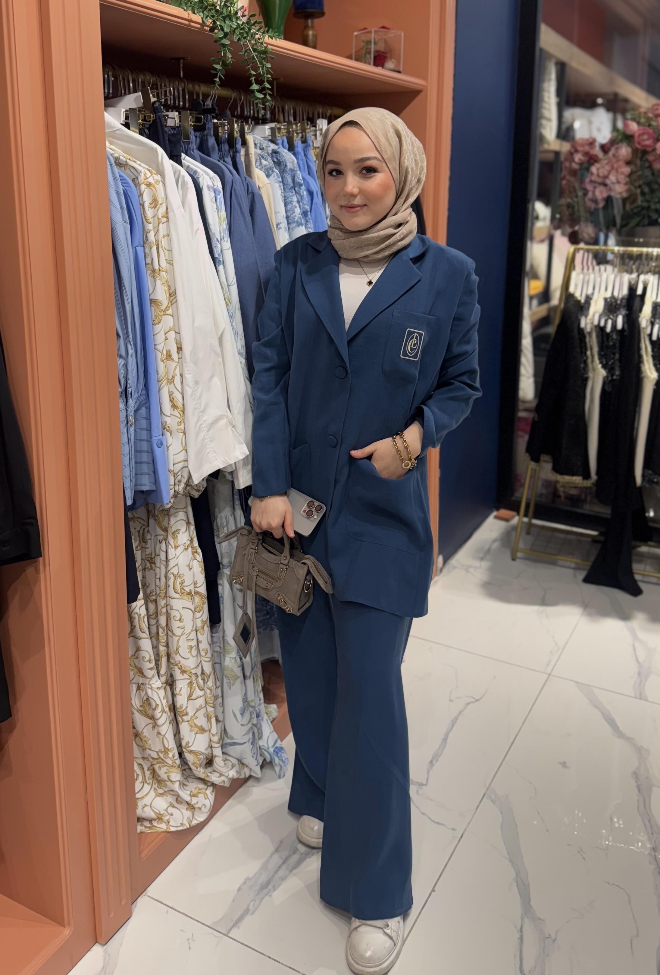 Tencel Ceket Takım İndigo 