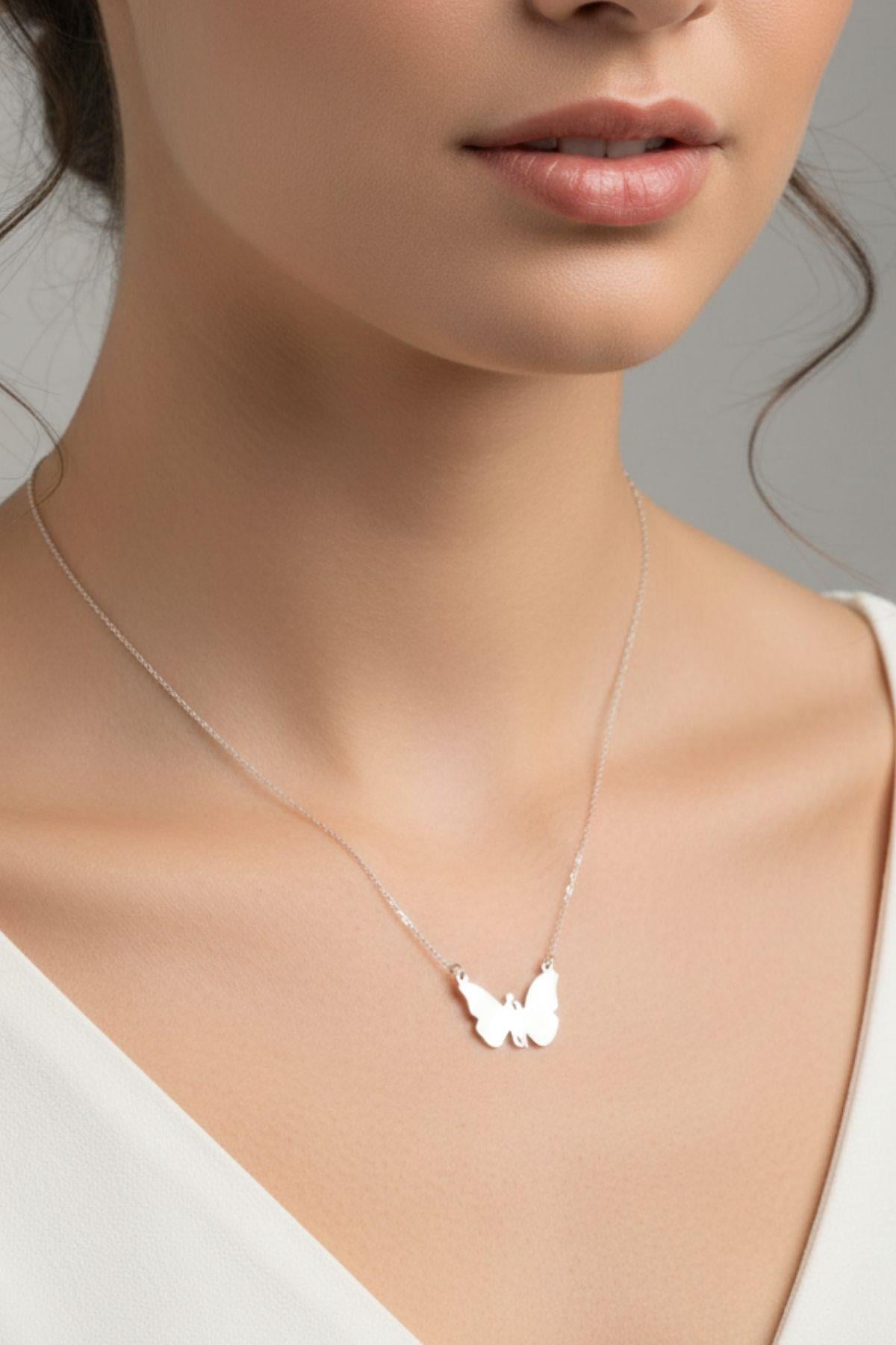 Kelebek Gümüş Kolye