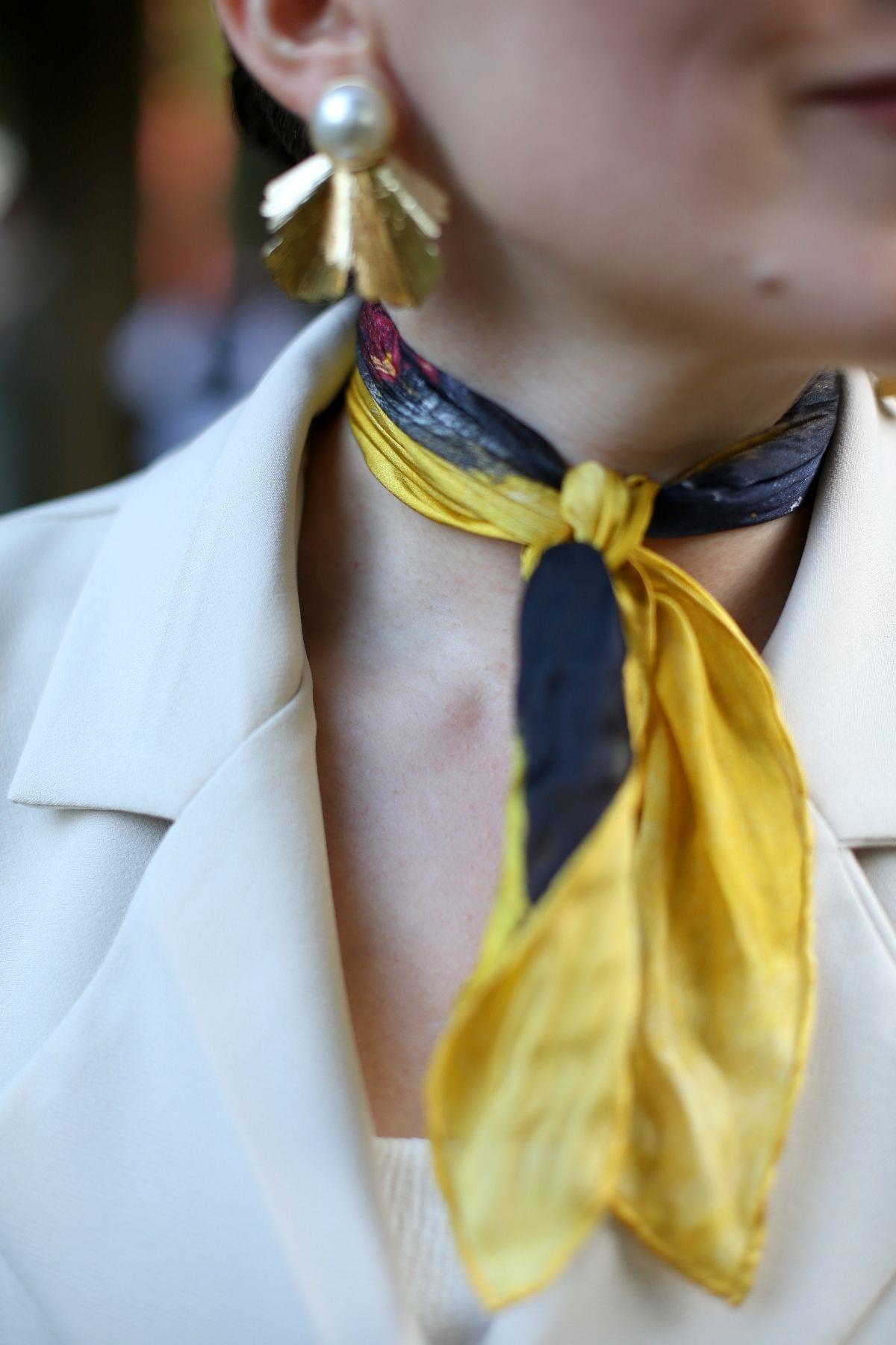 Sarı Bahar İpek Fular