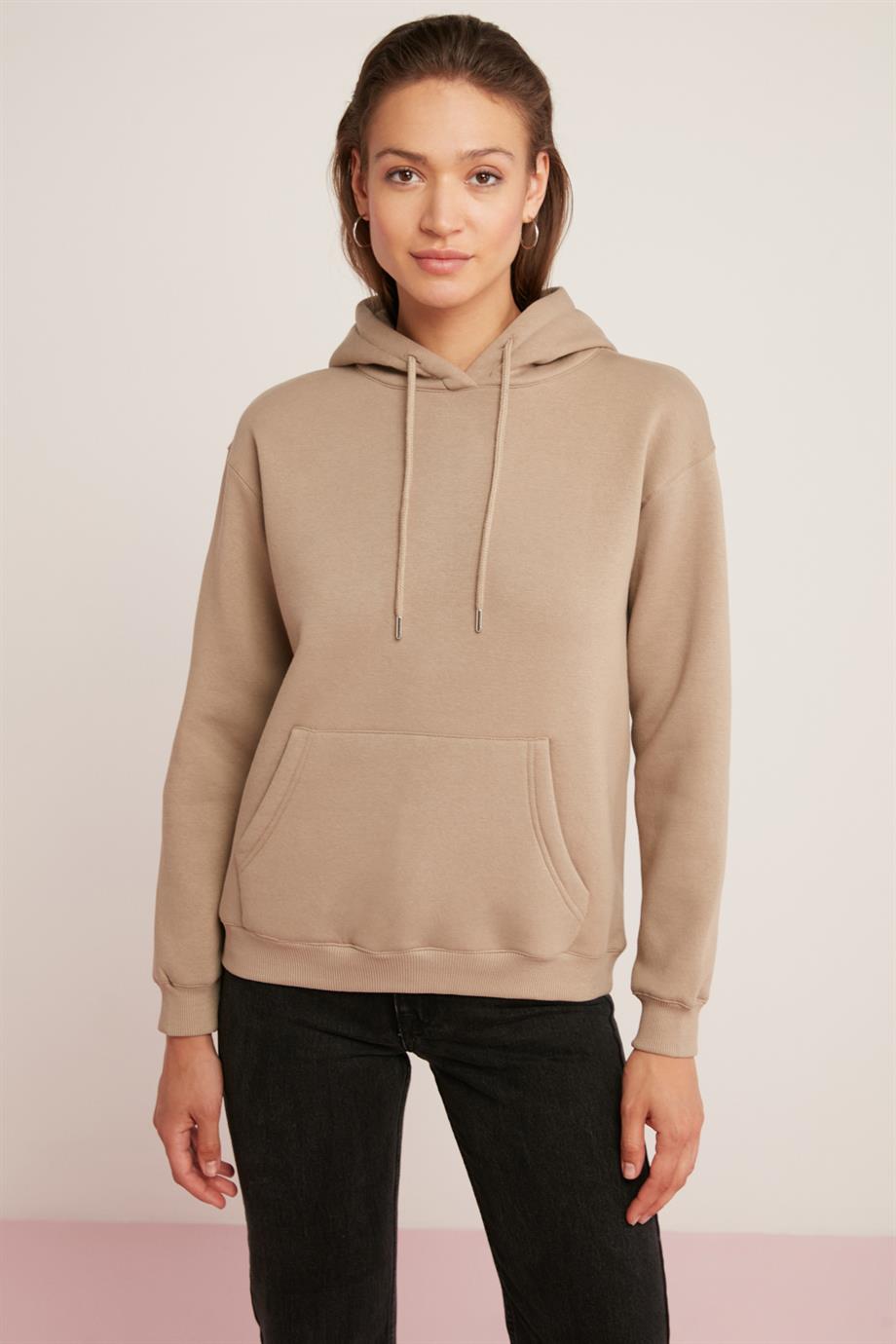 ABELİA Örme Relaxed Vizon Tekli Sweatshirt