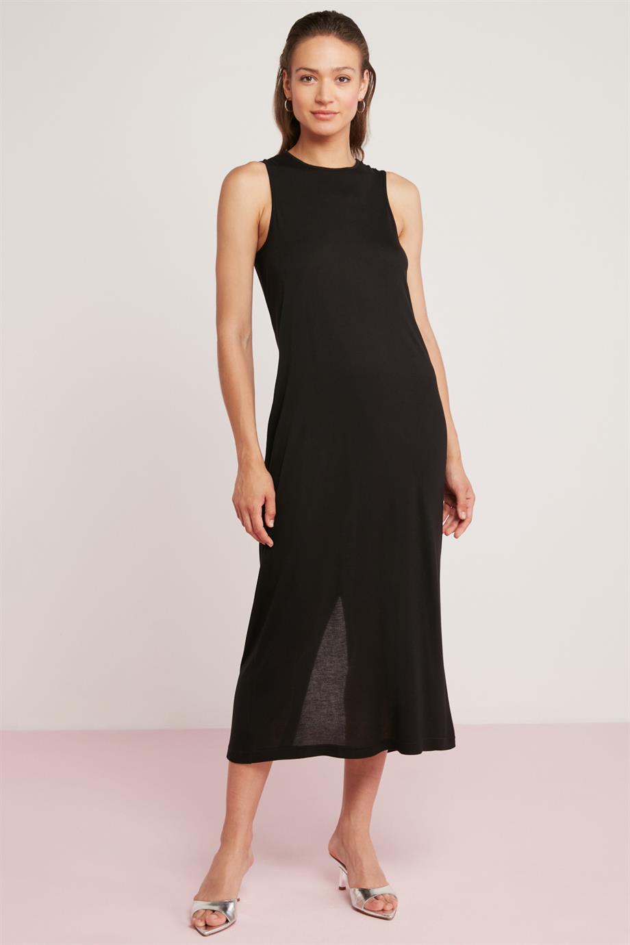 ALEXANDRA Örme Relaxed Siyah Tekli Elbise