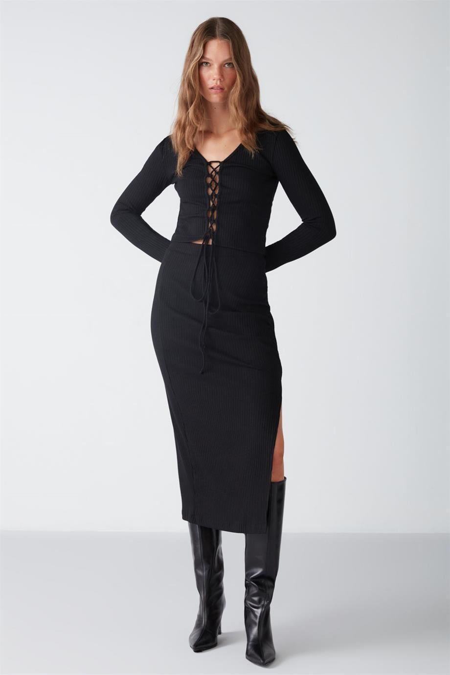 ANASTACIA Örme Slim Siyah  Etek